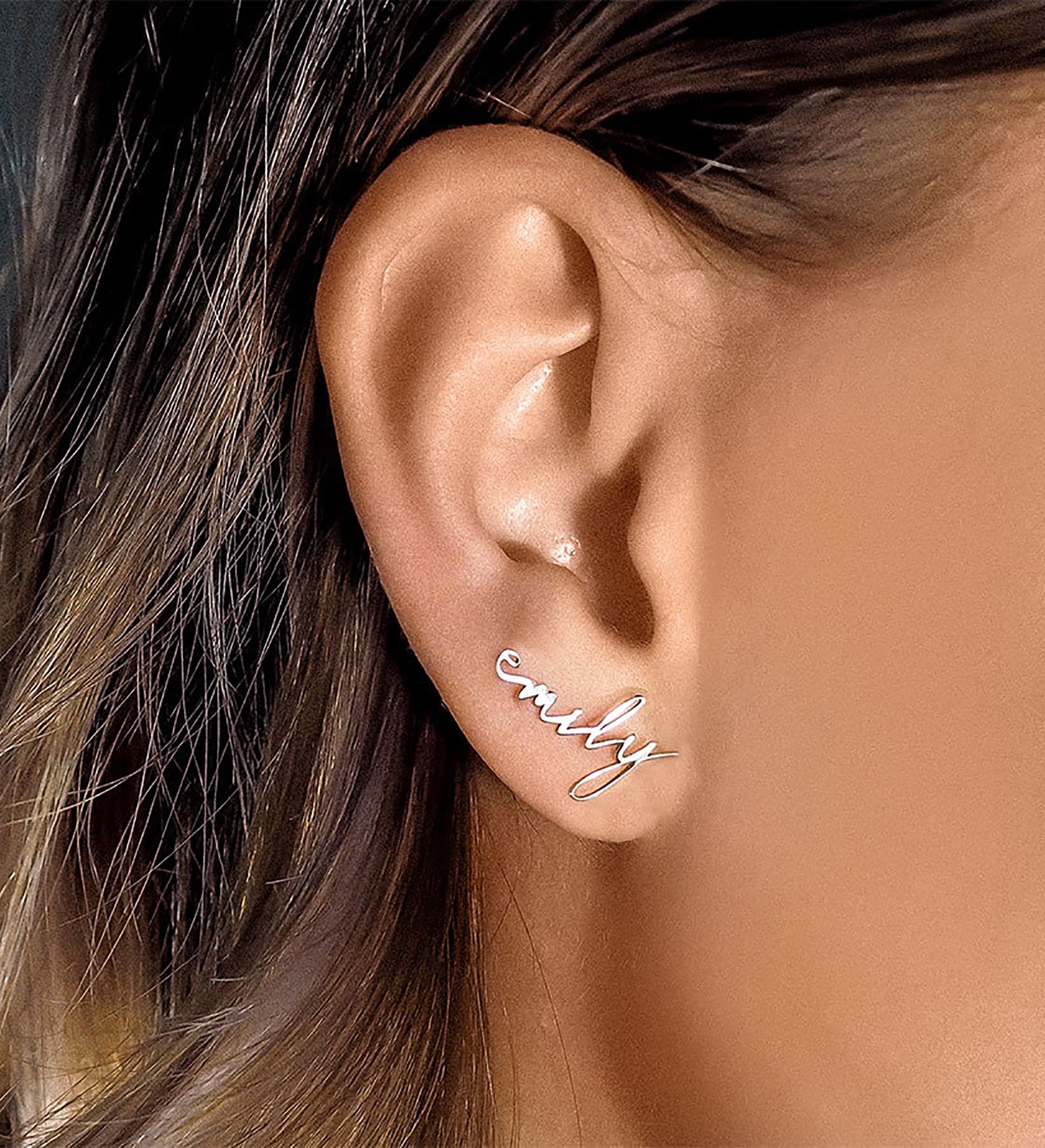 Personalized Minimalist Script Name Earrings