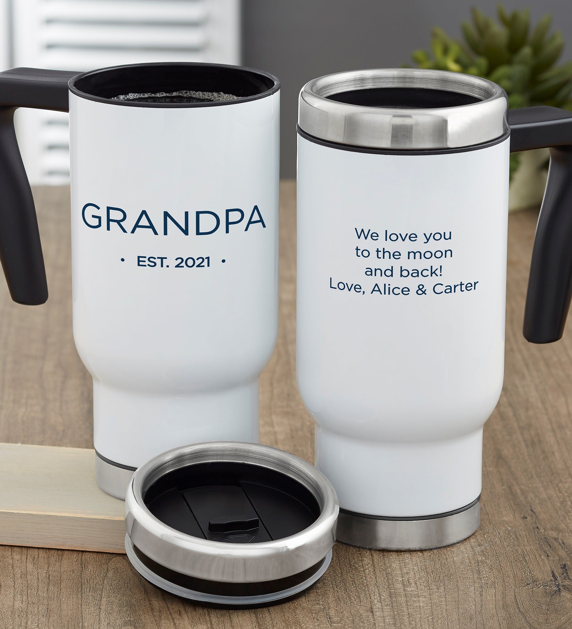 Grandma & Grandpa Established Personalized 14 oz. Commuter Travel Mug