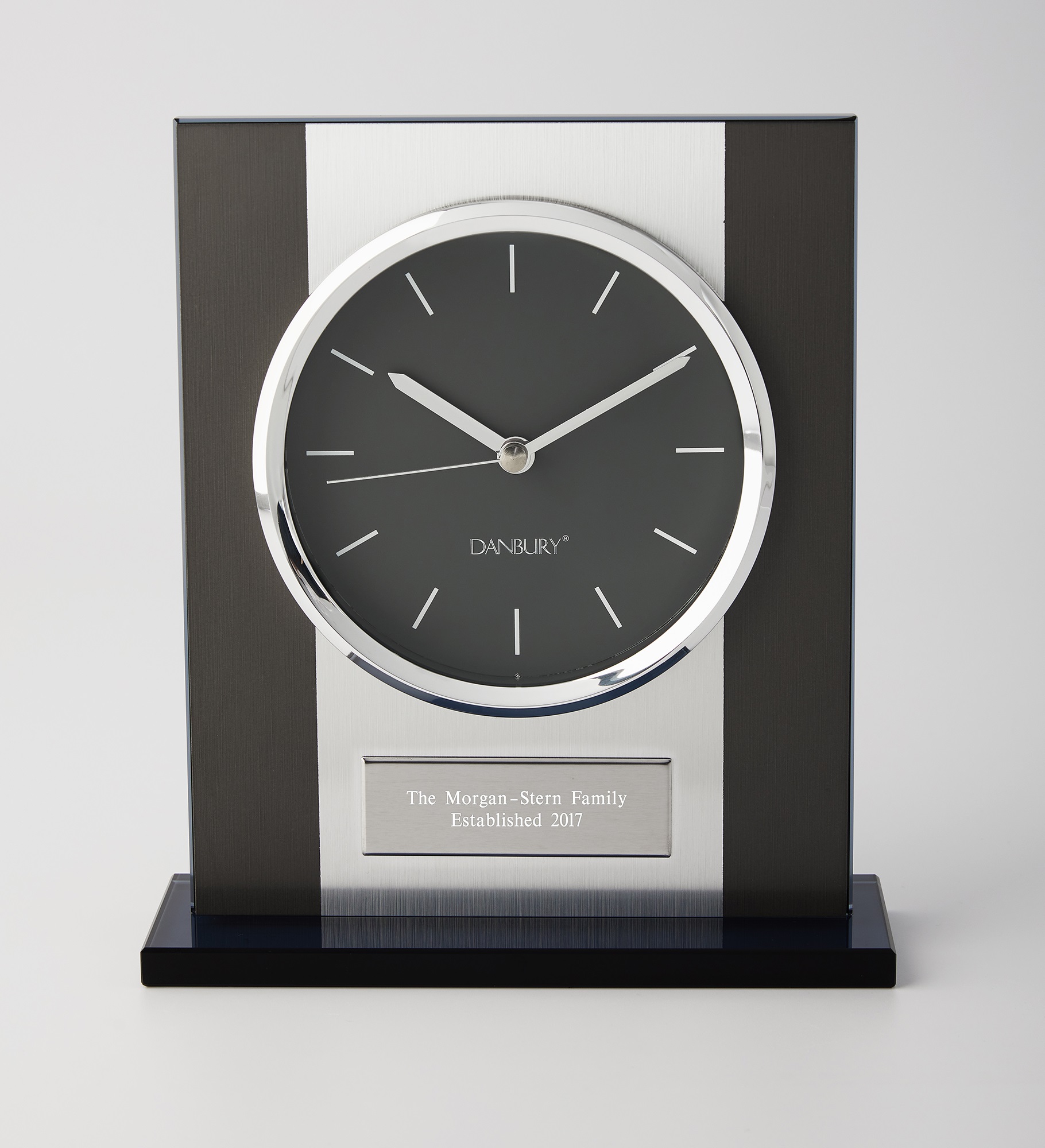 Engraved Black and Silver Home Décor Clock 