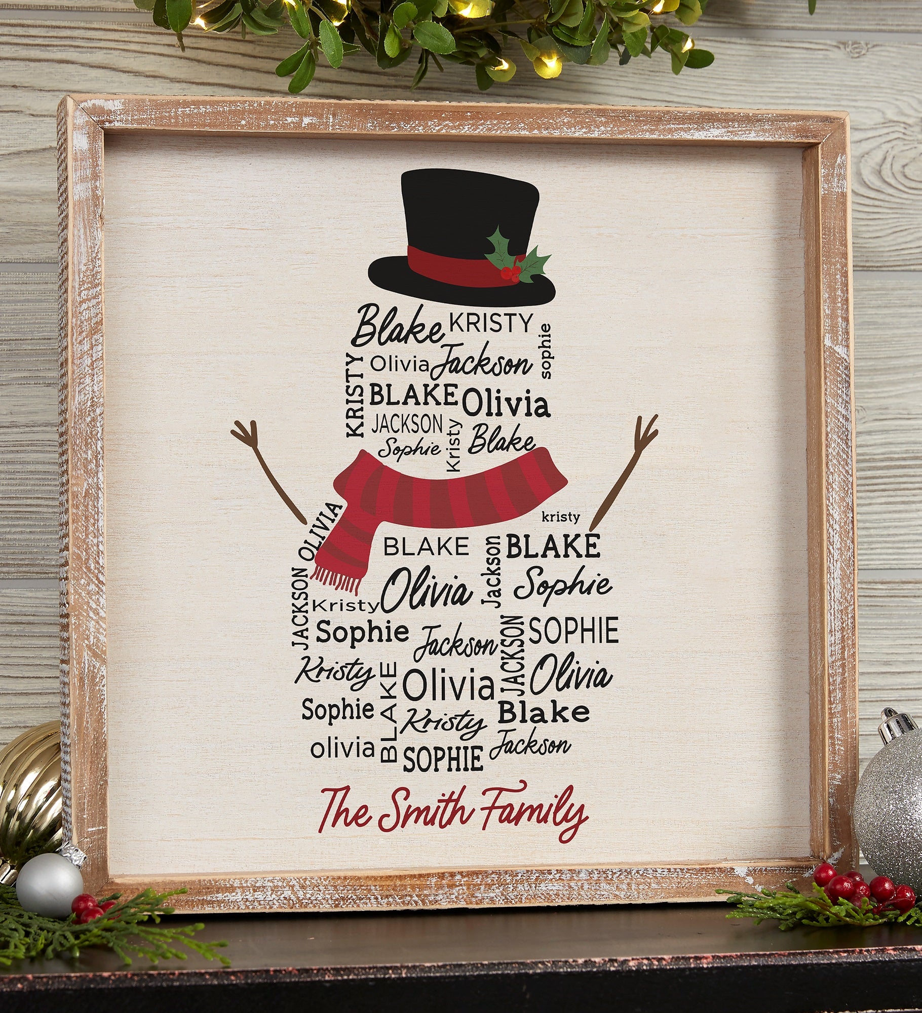 Snowman Repeating Name Personalized Frame Wall Art