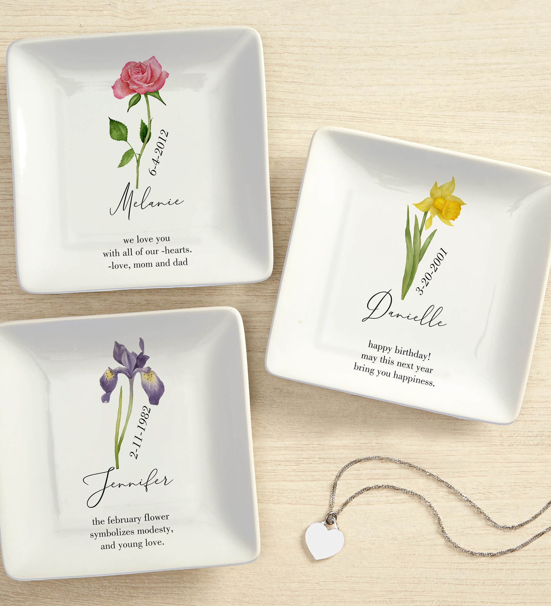 Birth Month Flower Personalized Ring Dish