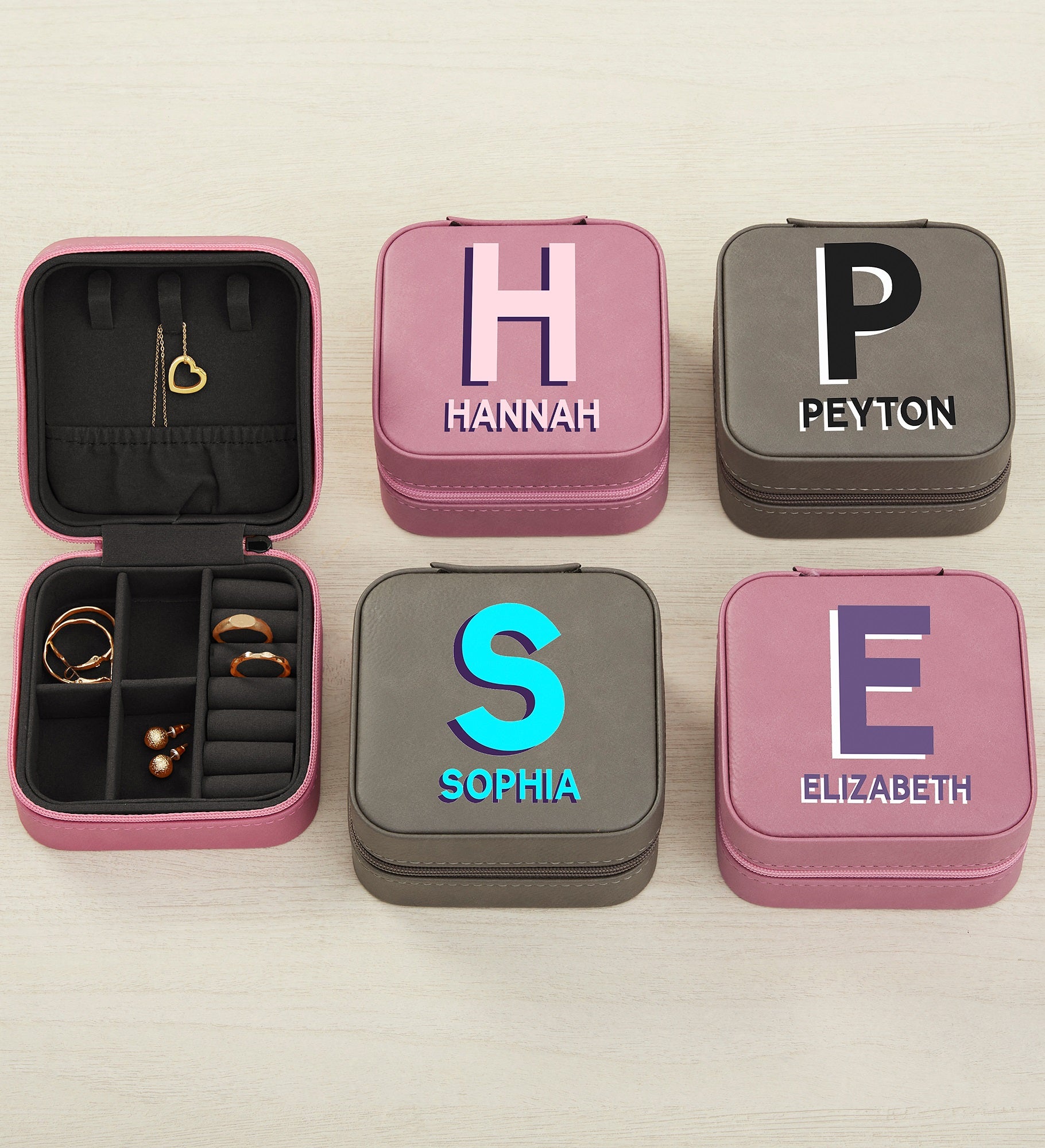 Shadow Name Personalized Leatherette Jewelry Case