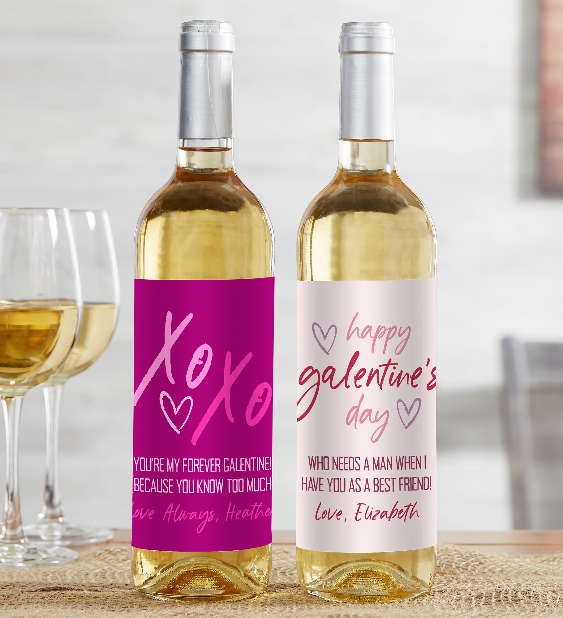 Galentine's Day Personalized Valentine's Day Wine Label