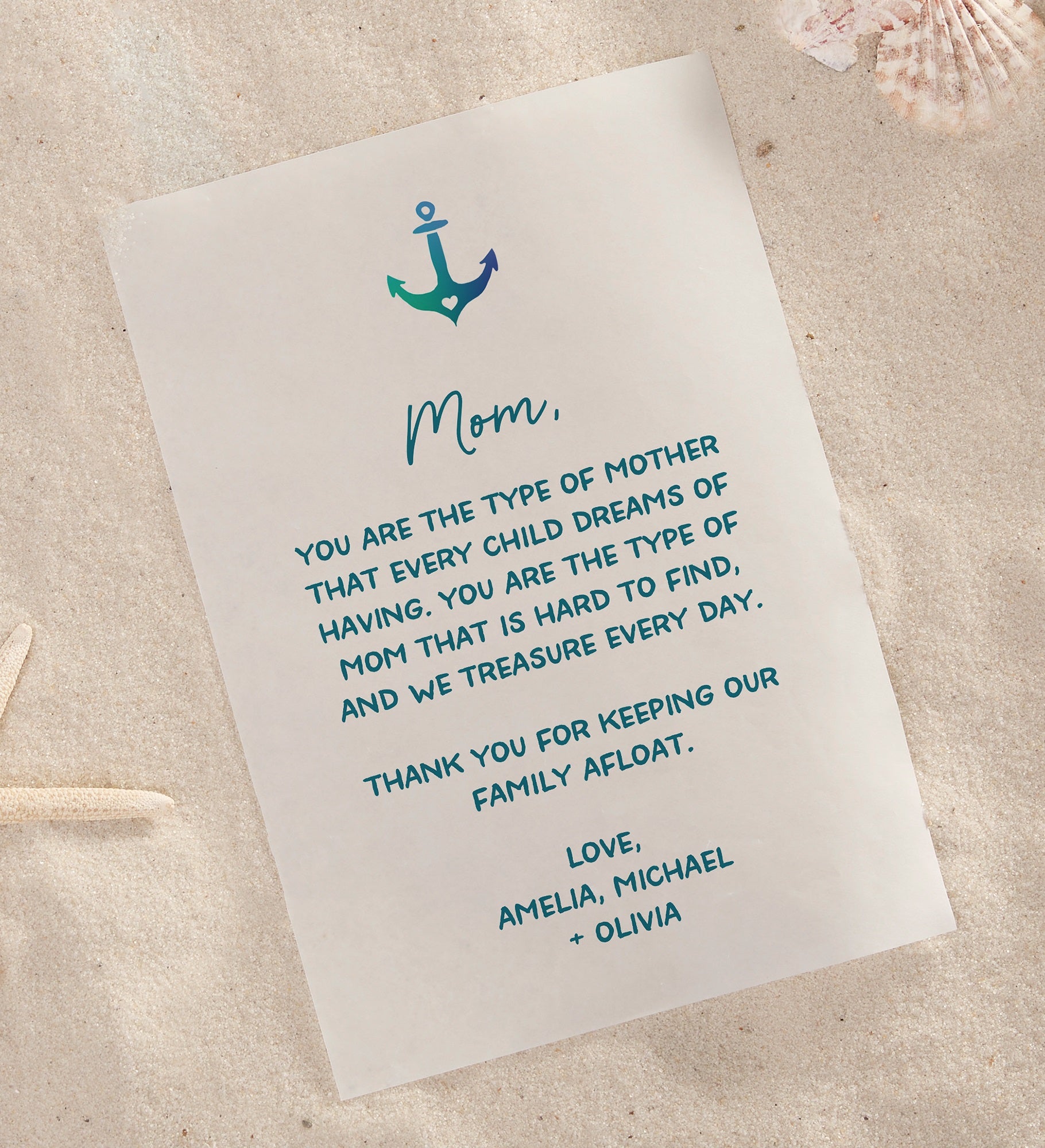Our Family Anchor Personalized Letter In A Bottle