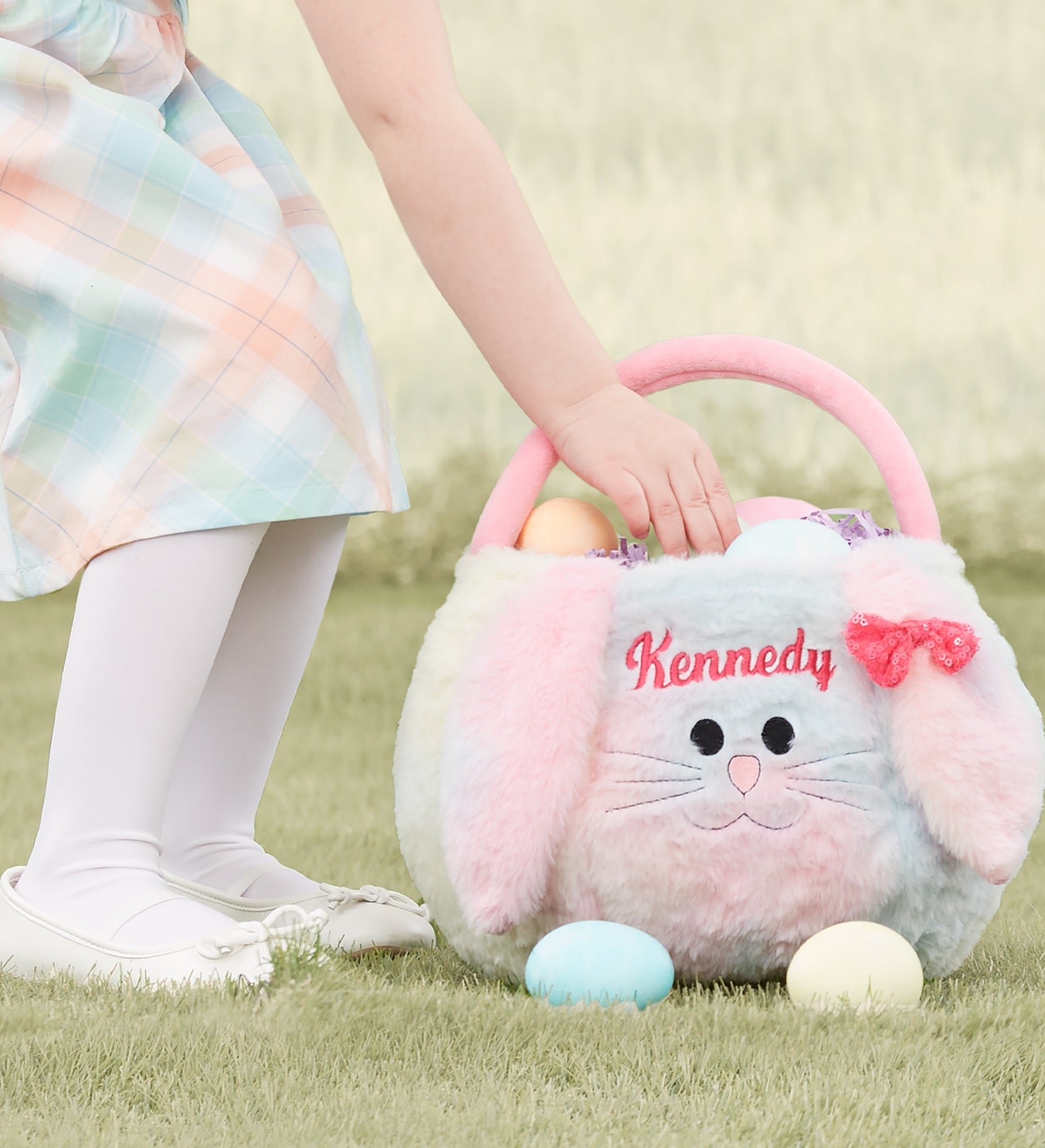 Rainbow Bunny Embroidered Easter Treat Bag