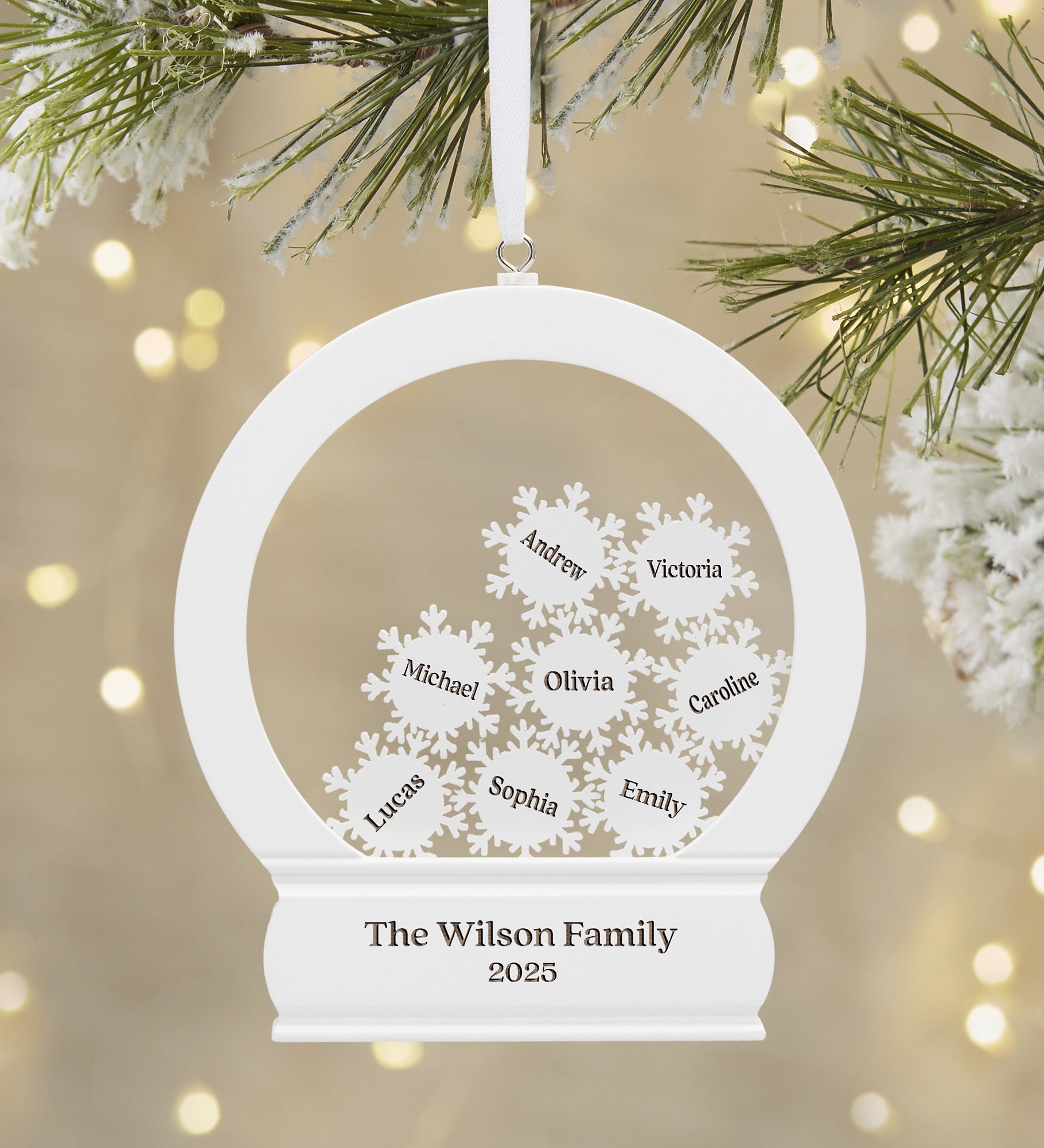 Holiday Snow Globe Personalized Family Wood Shaker Ornament