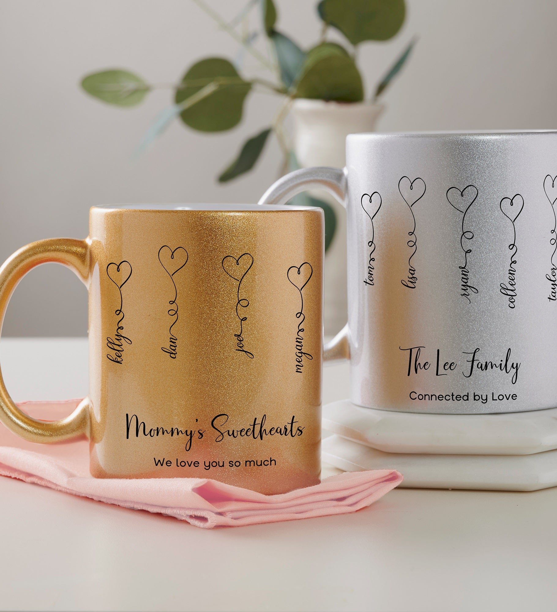 Connected By Love Personalized 11 oz. Glitter Coffee Mug