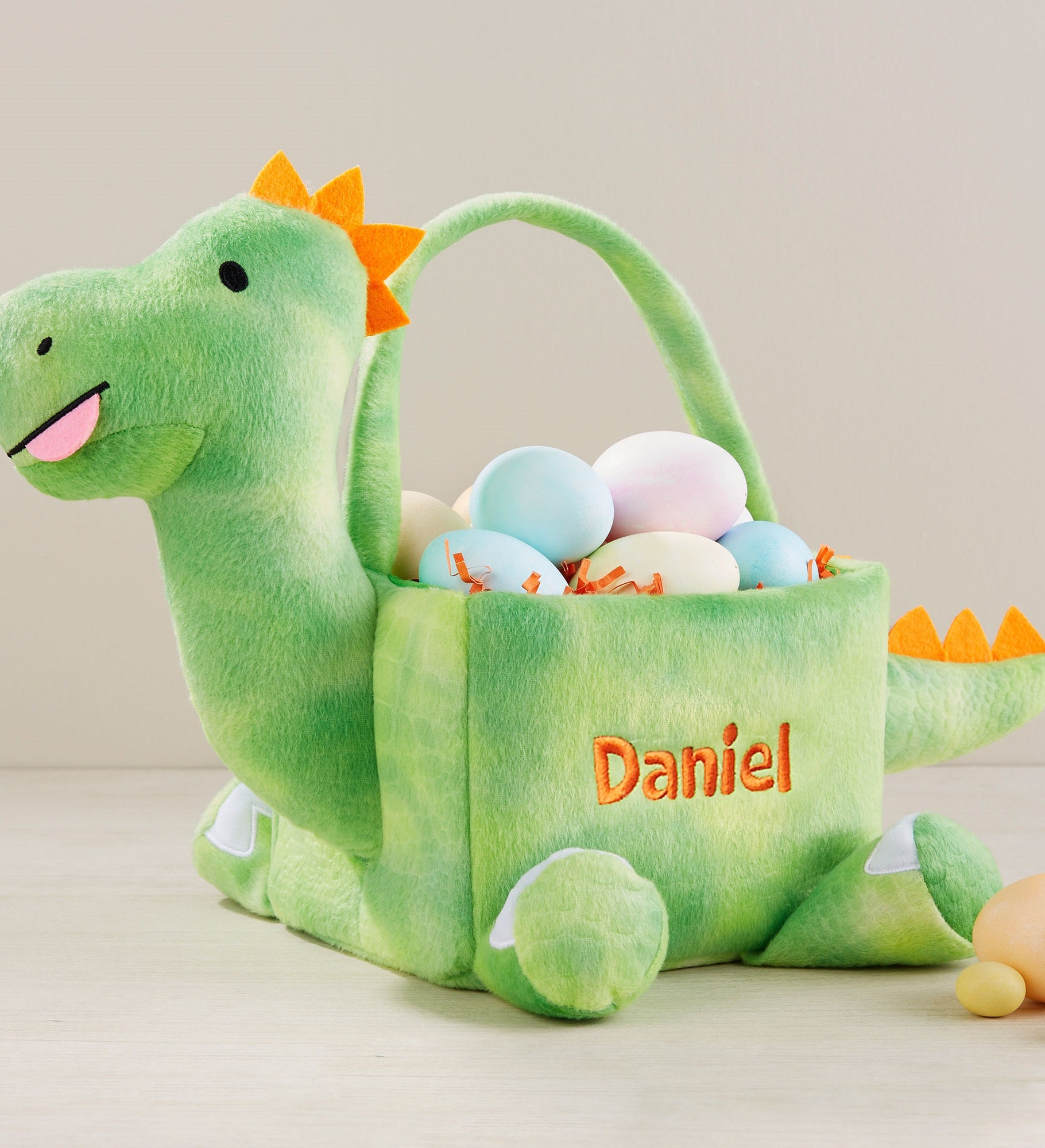 Dinosaur Embroidered Plush Easter Treat Bag