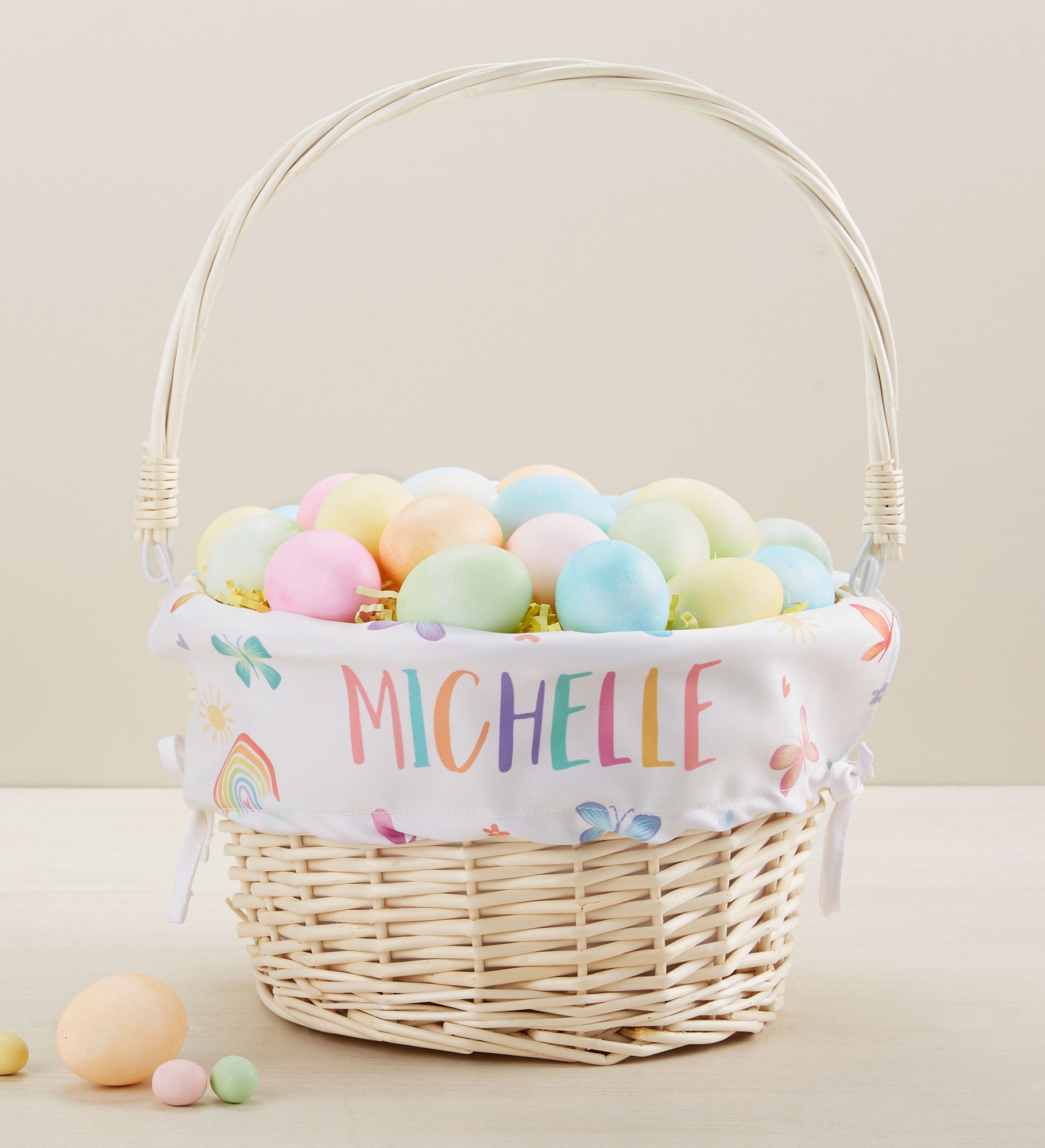 Watercolor Brights Personalized Easter Basket with Folding Handle