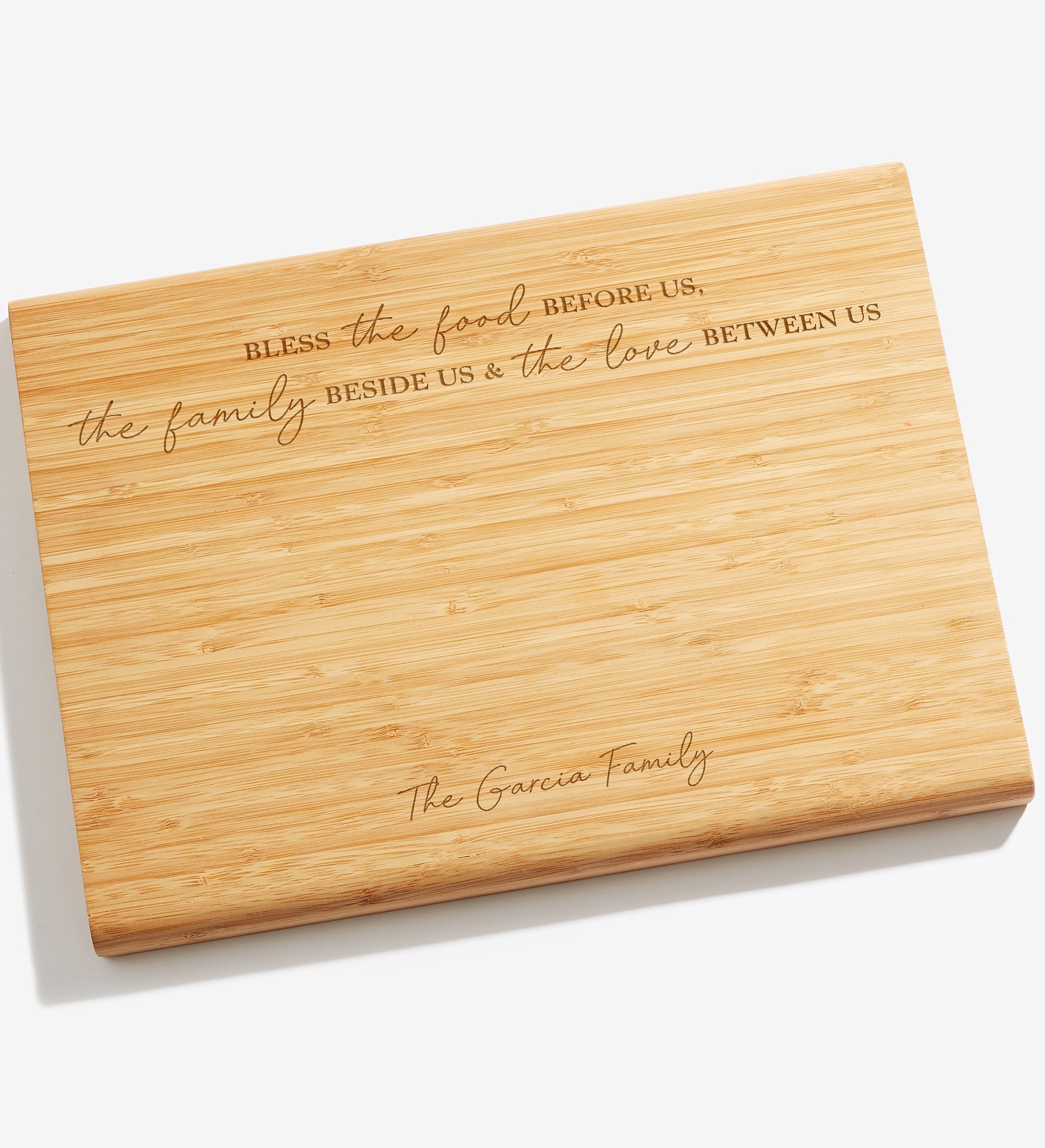 Bless the Food Before Us Personalized Bamboo Cutting Board