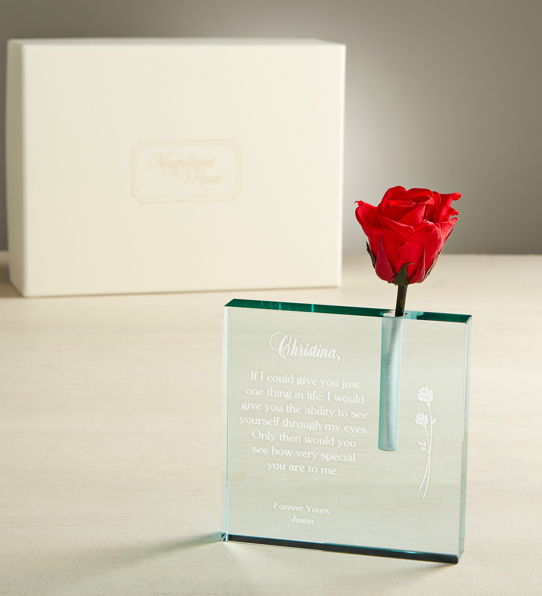 Magnificent Roses® Personalized Love Letter Bud Vase