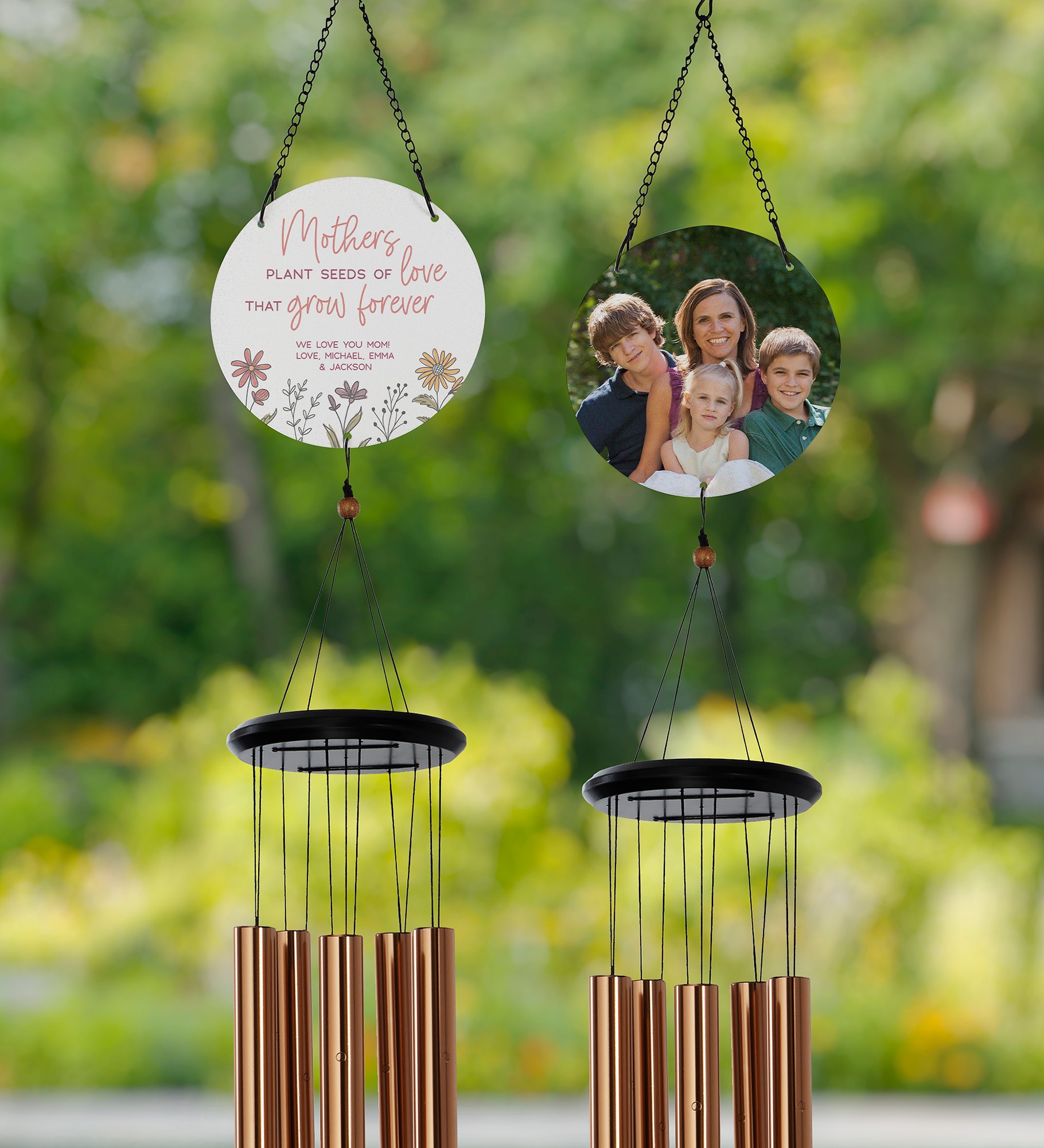 Love Blooms Here Personalized Photo Wind Chime