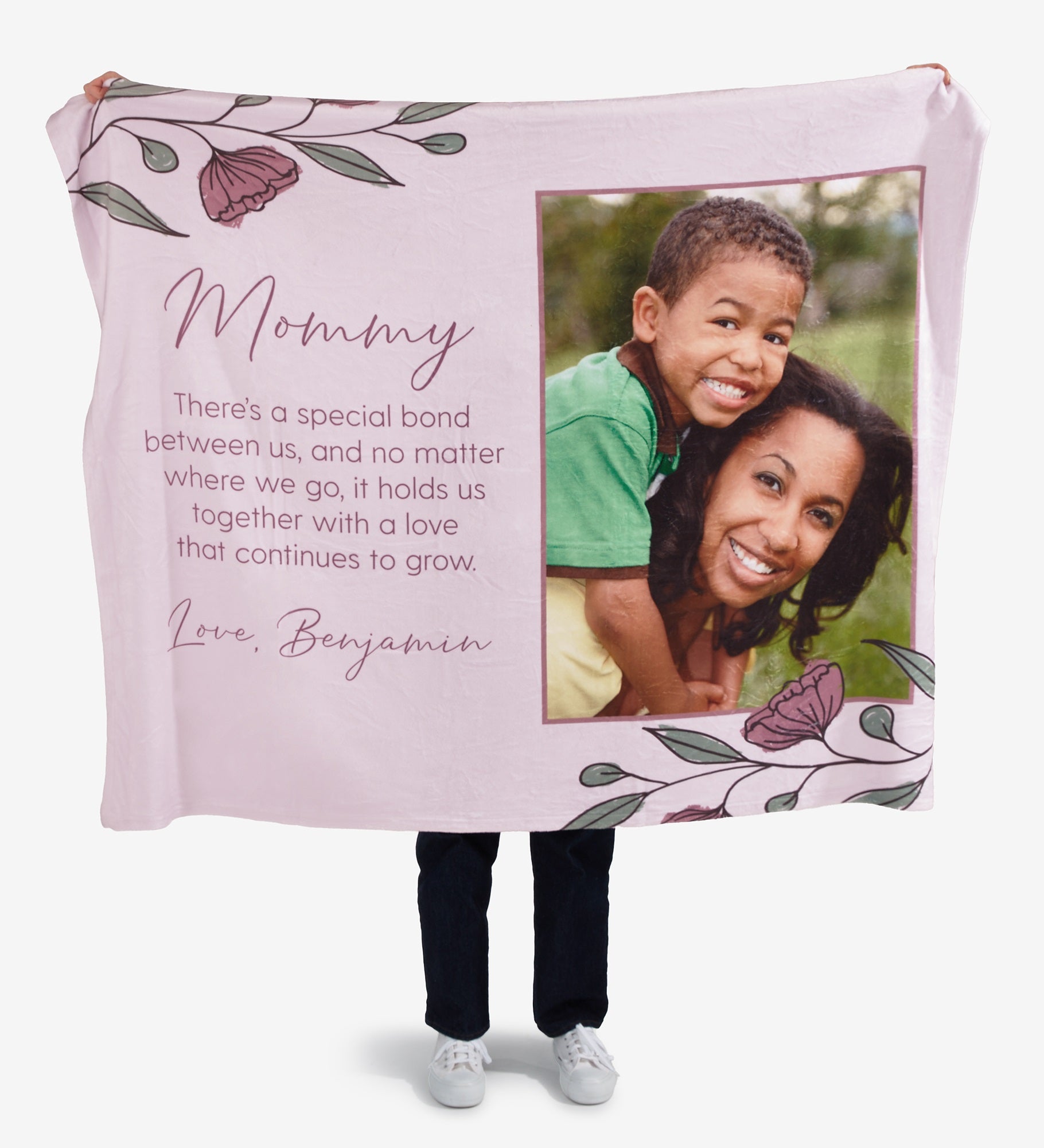 Floral Message for Mom Personalized Blanket