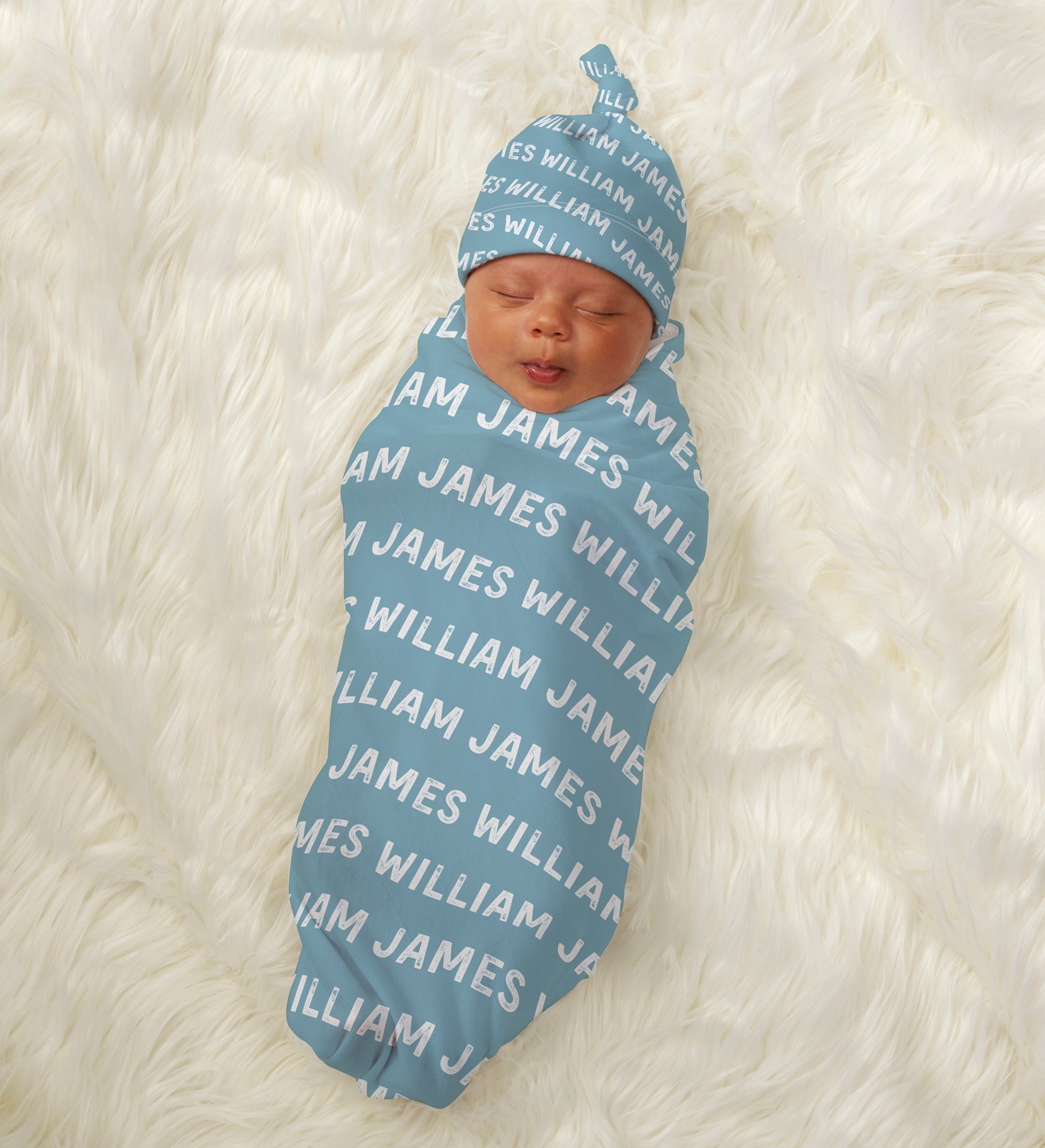 Playful Name Personalized Baby Hat &amp; Receiving Blanket Set