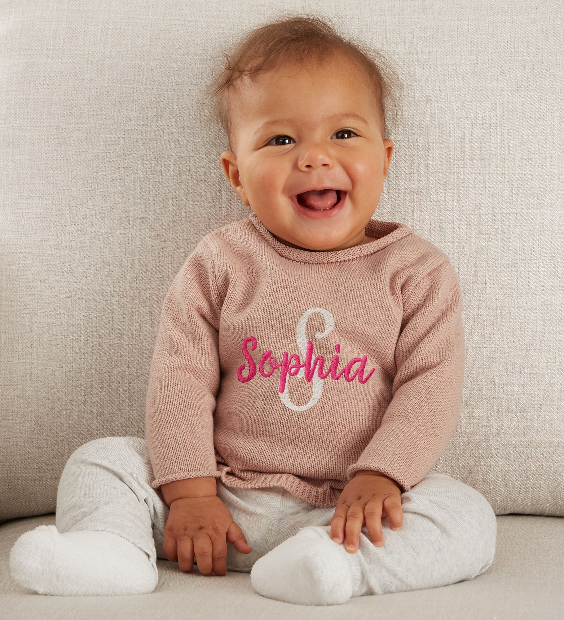 Playful Name Embroidered Baby Sweater