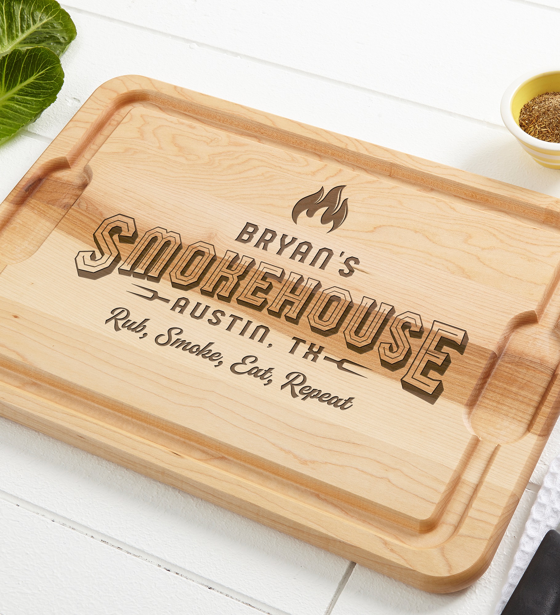Smokehouse Personalized Hardwood Cutting Board