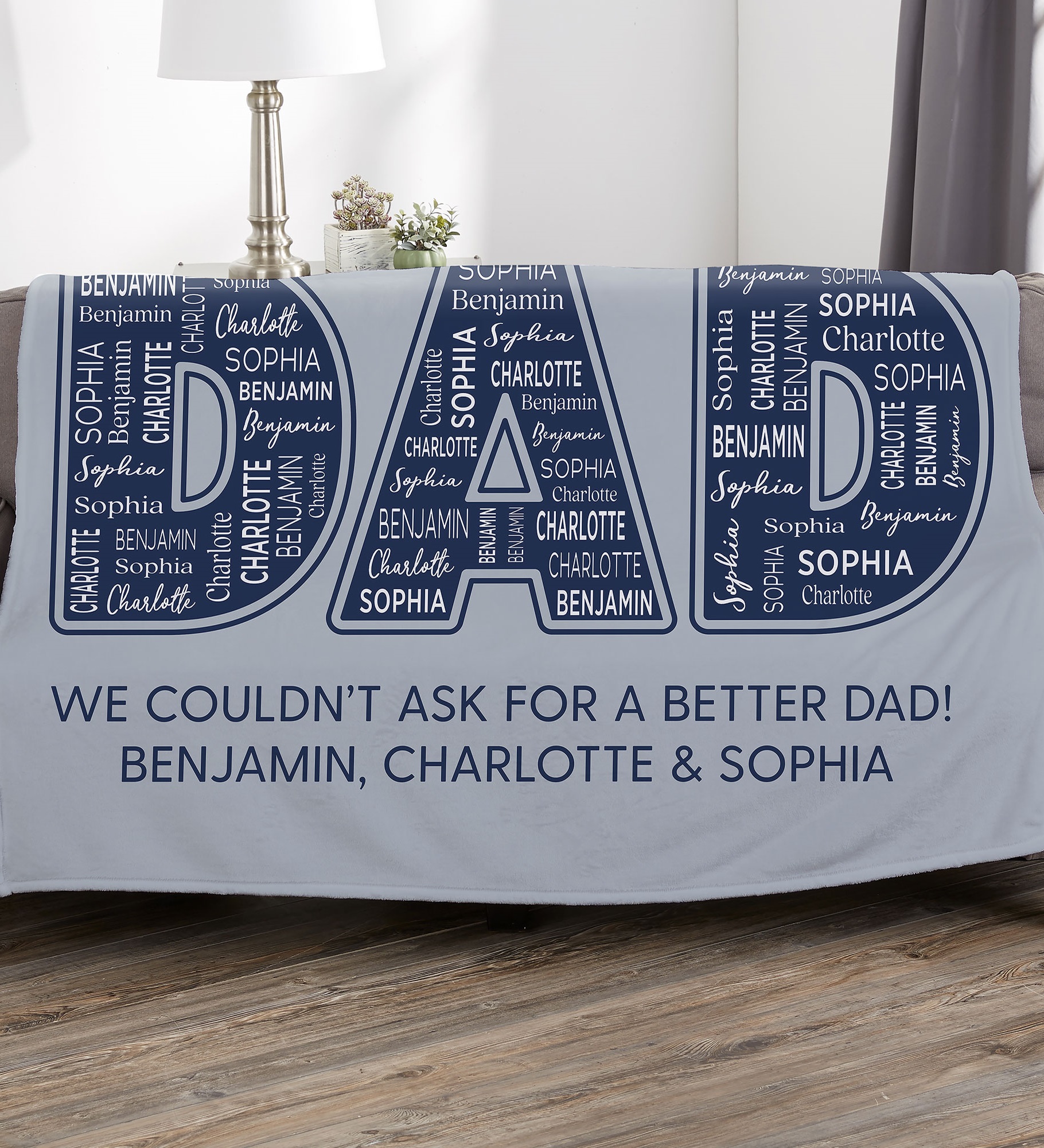 Dad Repeating Name Personalized Blanket