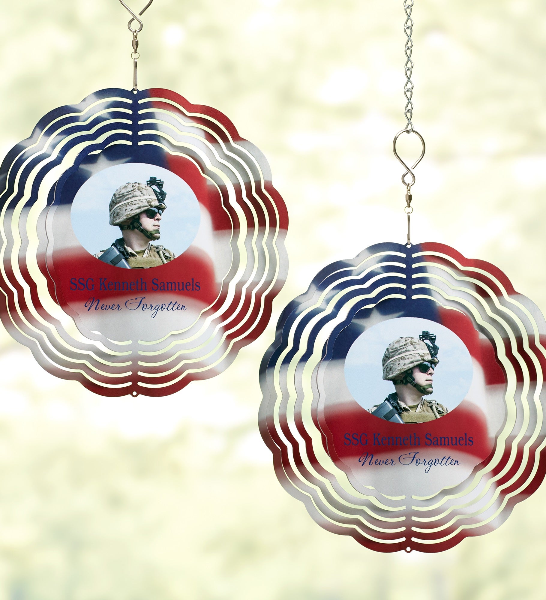 American Flag and Photo Personalized Wind Spinner 