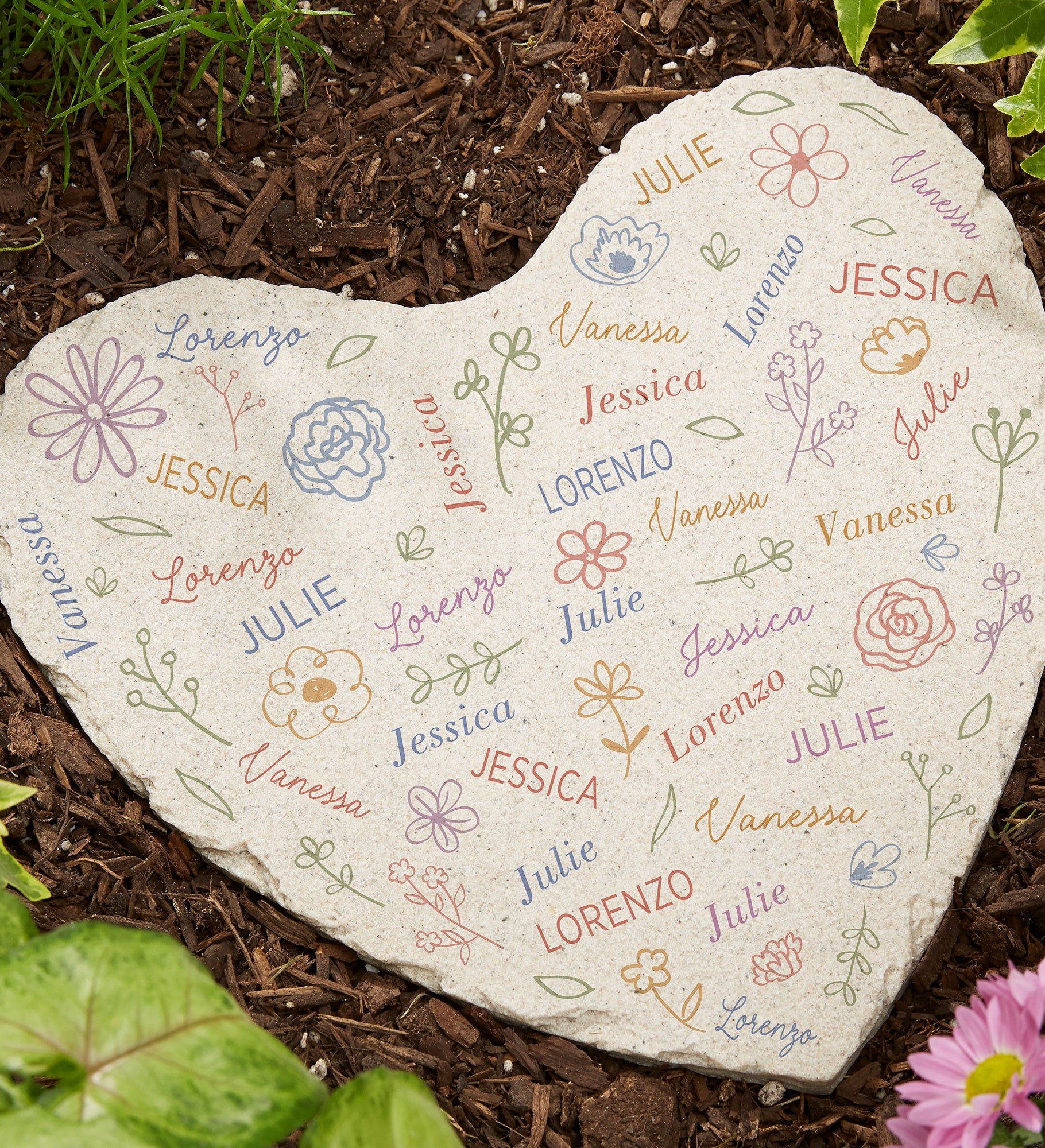 Blooming Heart Personalized Garden Stone