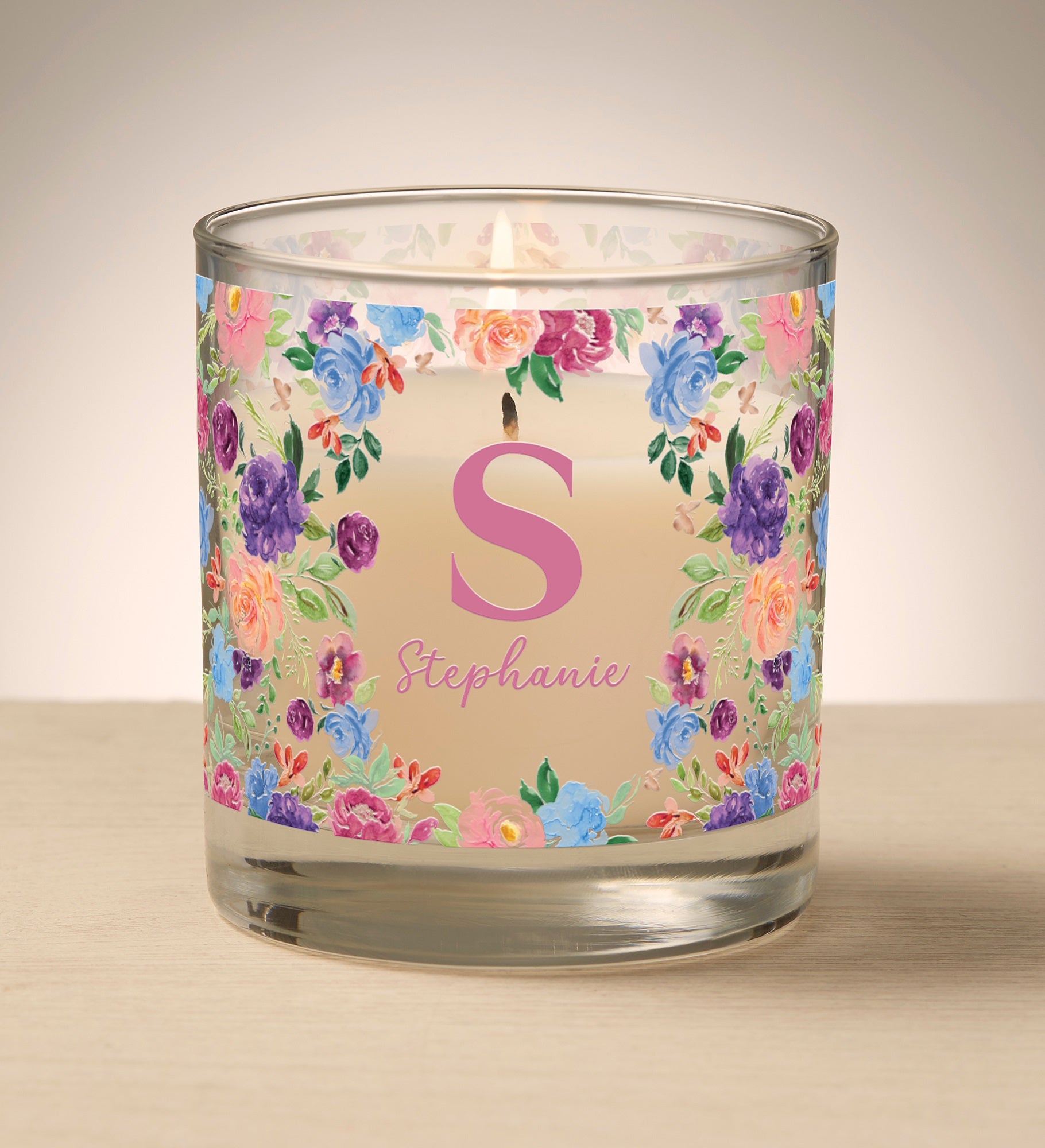 Forever Floral Personalized 8oz Glass Candle