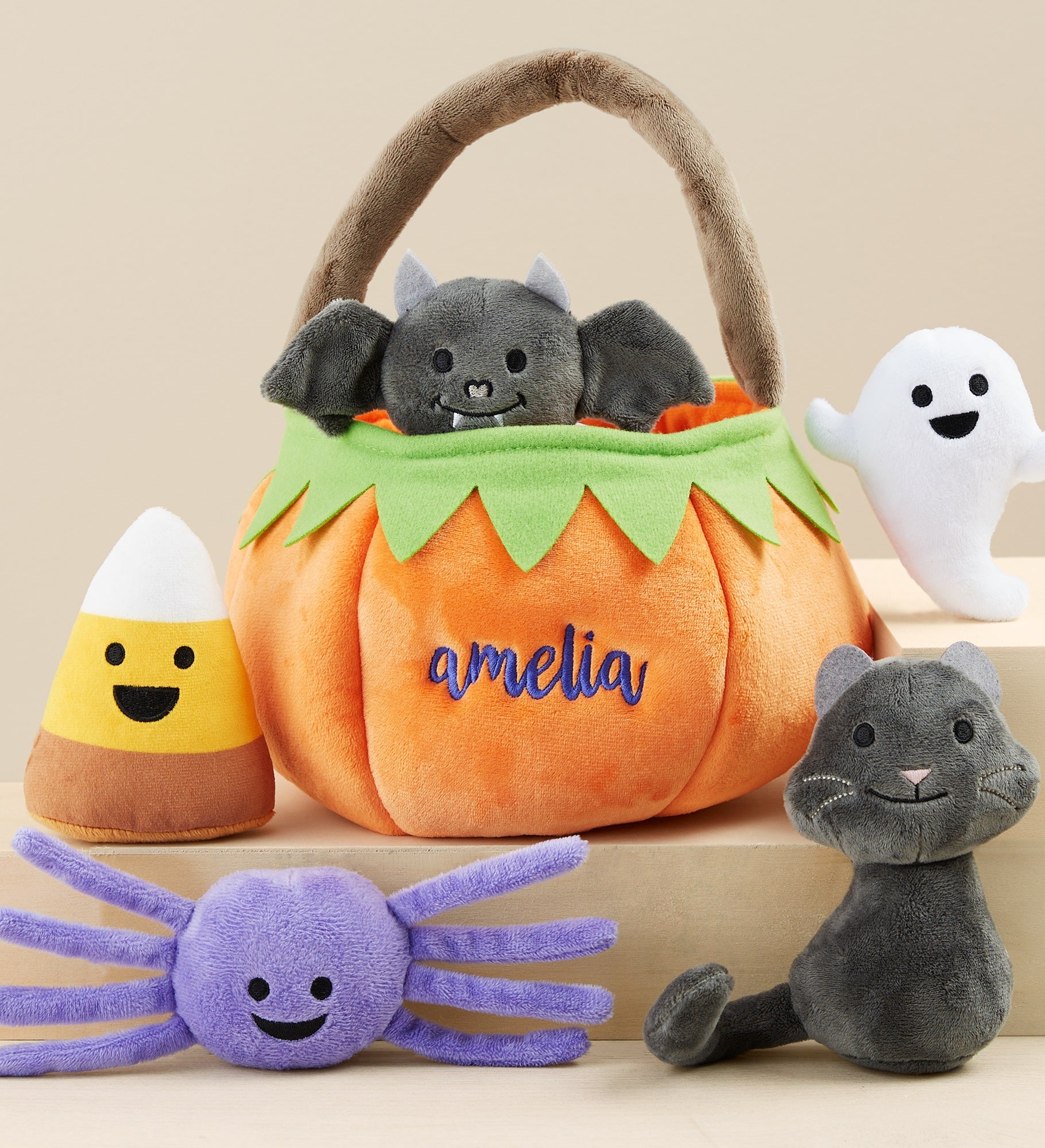 Playful Pumpkin Embroidered Plush Mini Playset