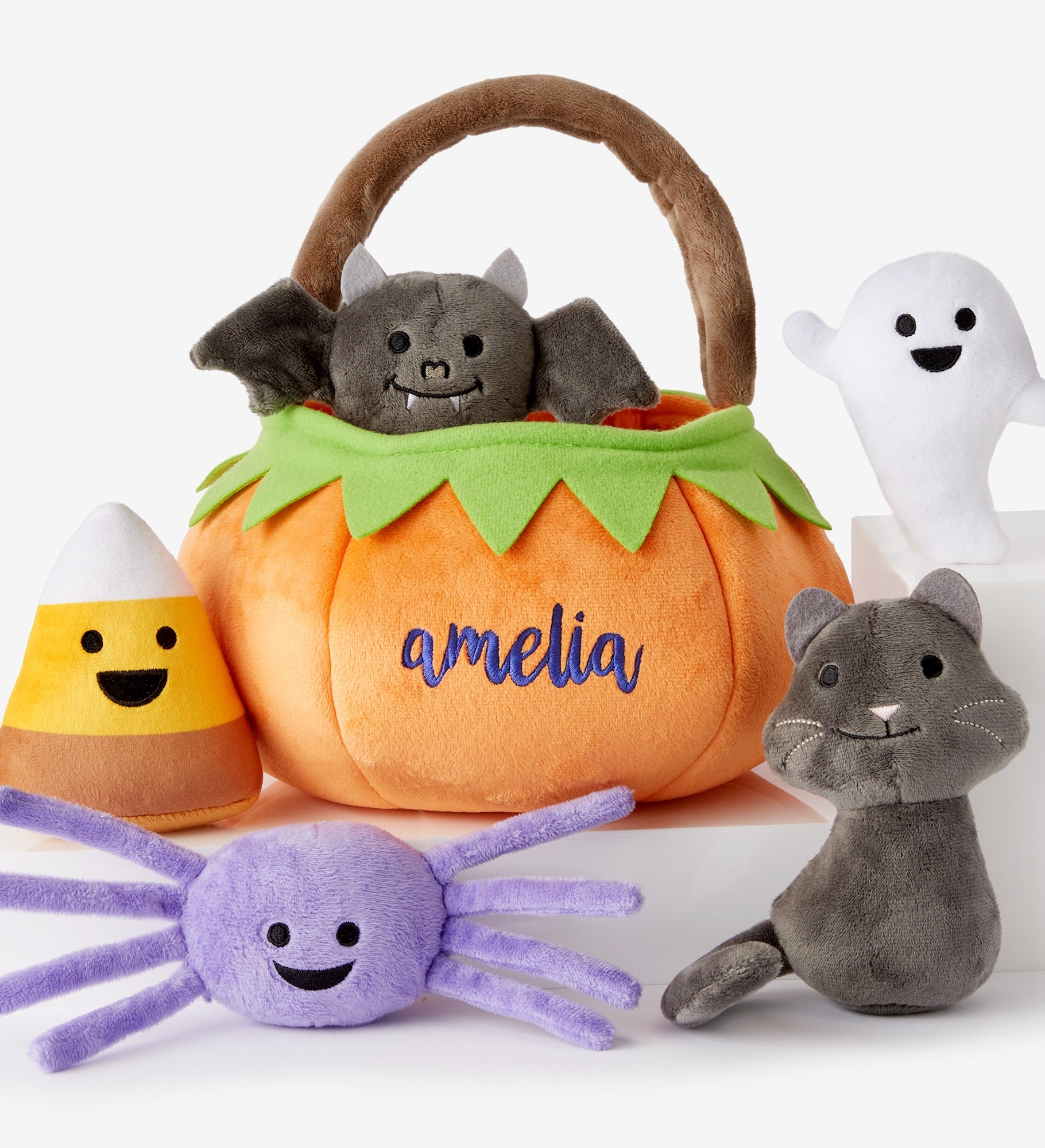 Playful Pumpkin Embroidered Plush Mini Playset