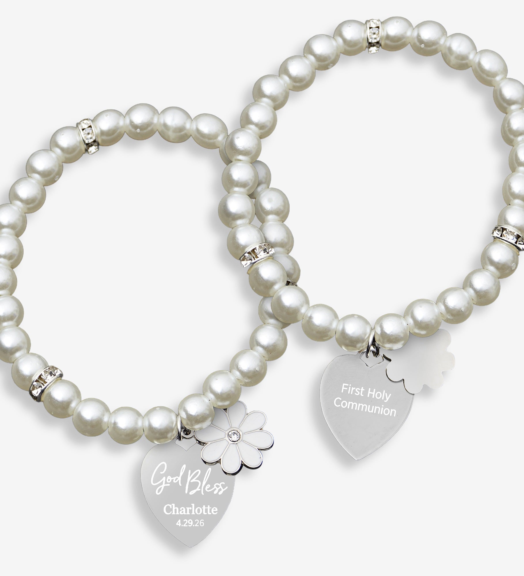 God Bless Personalized Flower Heart Bracelet