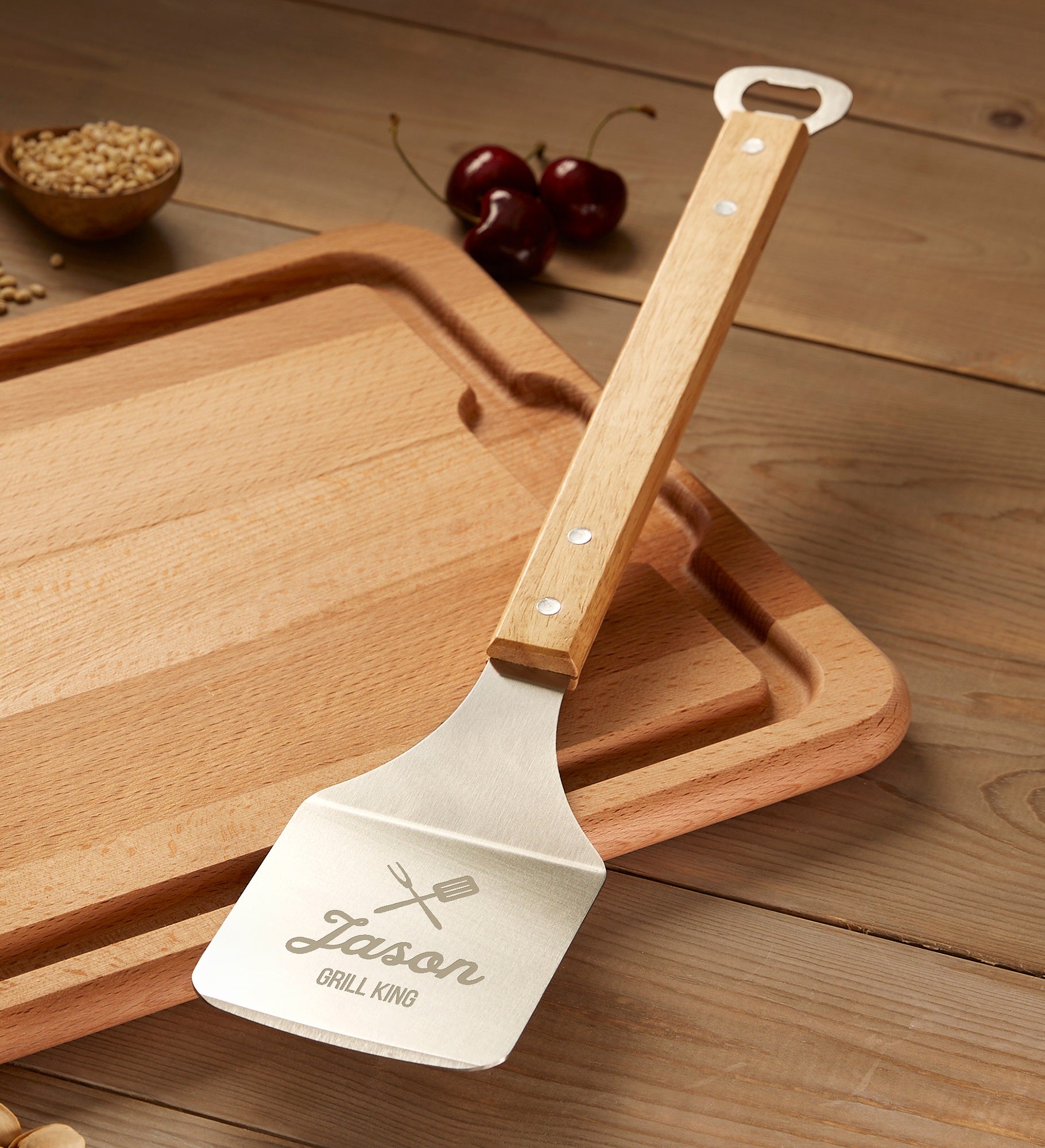 BBQ Time Personalized Stainless Steel Bottle Opener Spatula