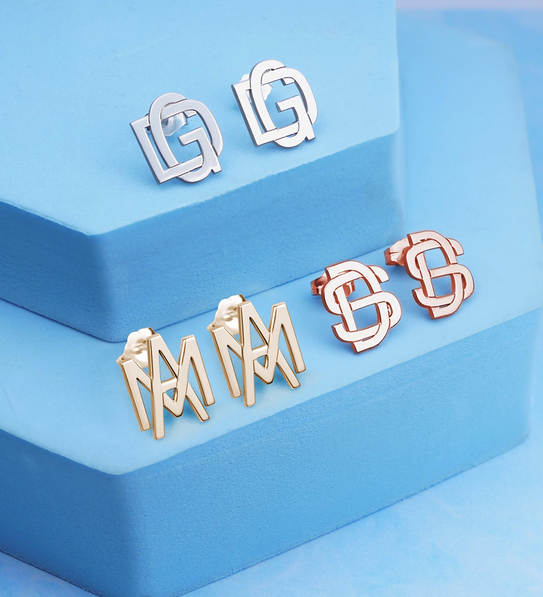 Personalized Overlapping Initial Earrings