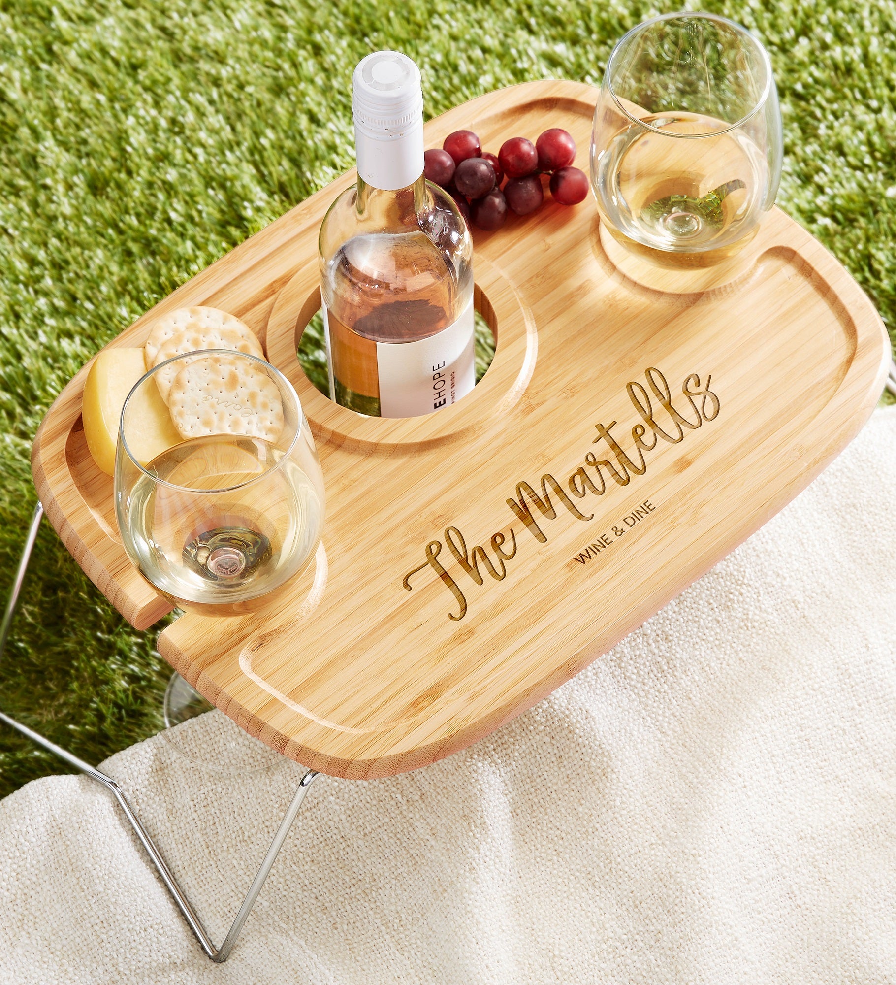 Seasonally Script Personalized Wine Picnic Tray