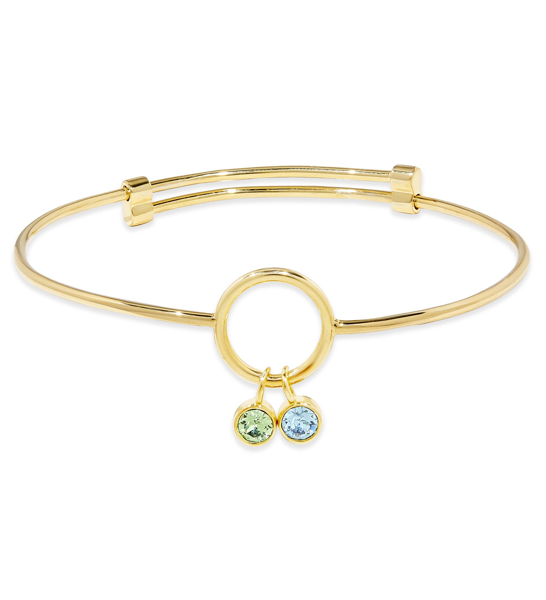 Custom Birthstone Charm Bangle Bracelet