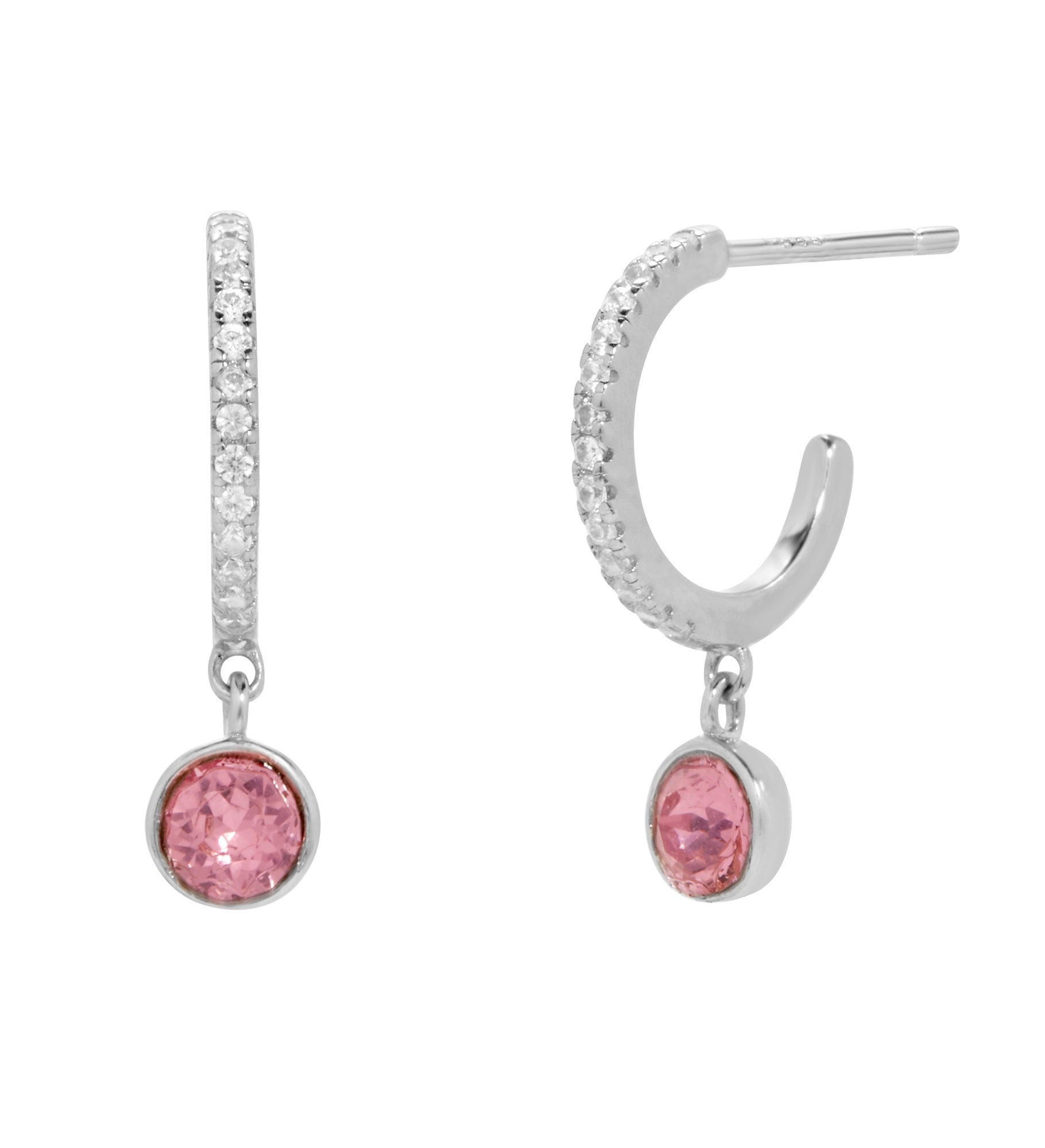Custom Birthstone Charm Huggie Earrings