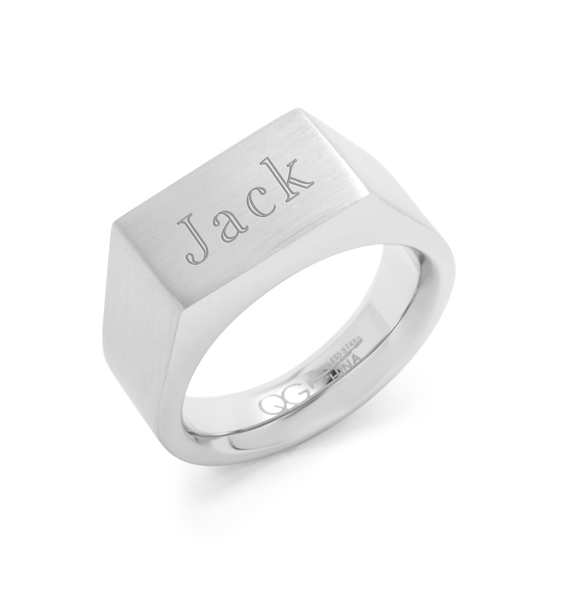 Men's Engraved Brushed Rectangle Signet Ring