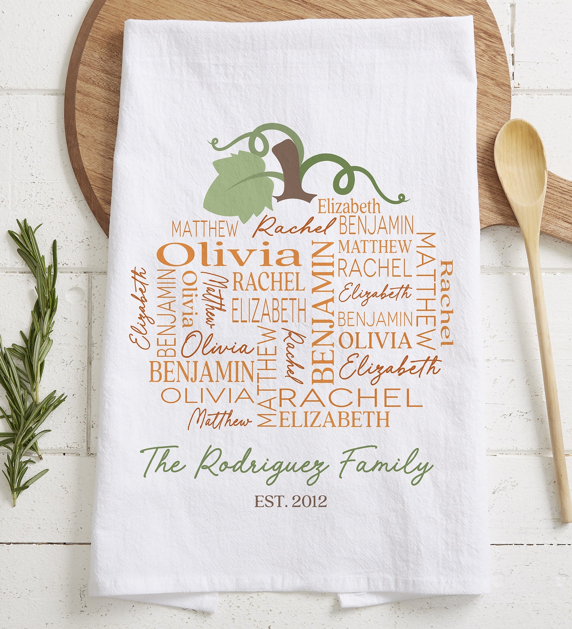 Fall Repeating Name Personalized Flour Sack Towel