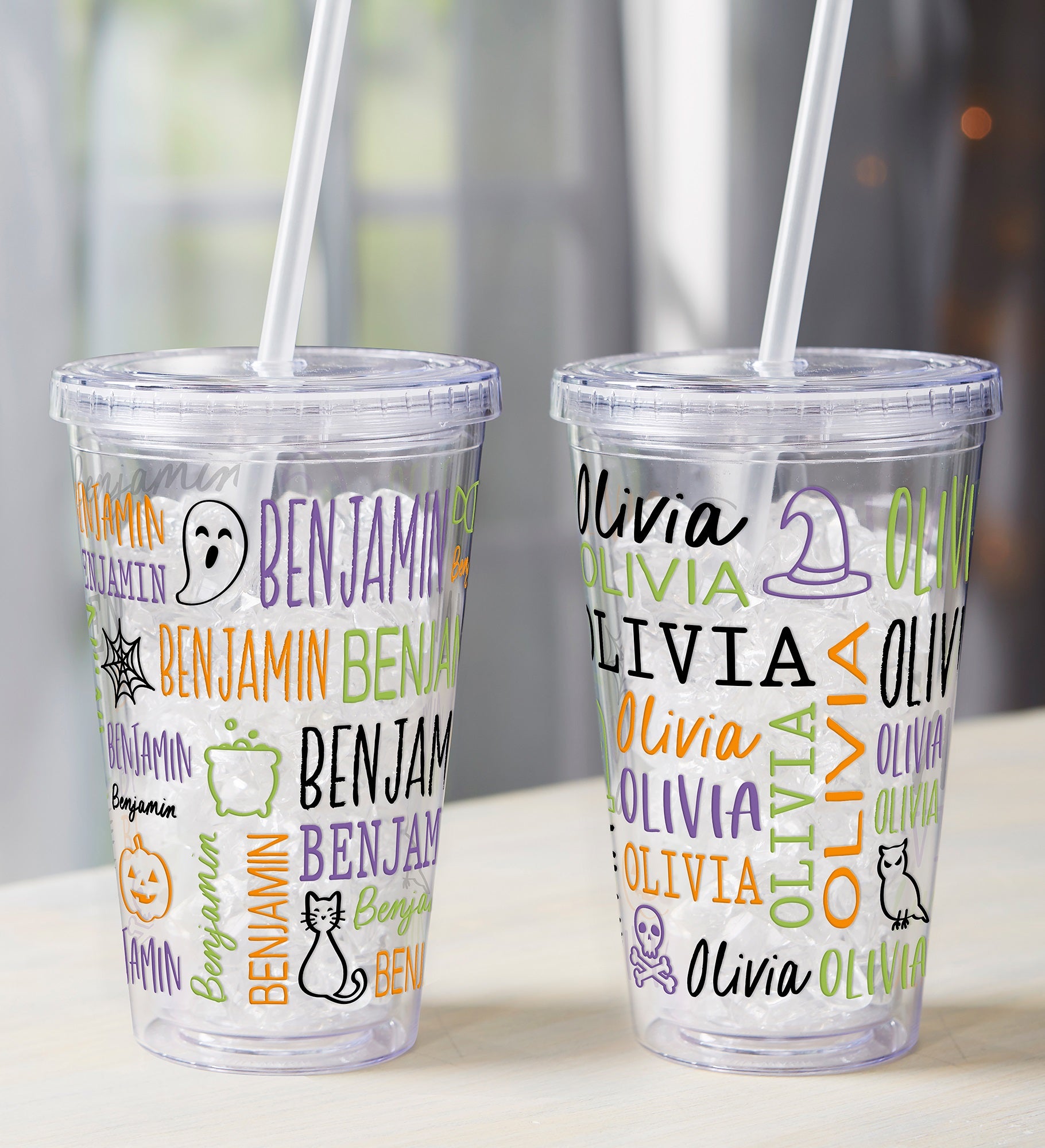 Halloween Repeating Name Personalized 17 oz. Insulated Acrylic Tumbler