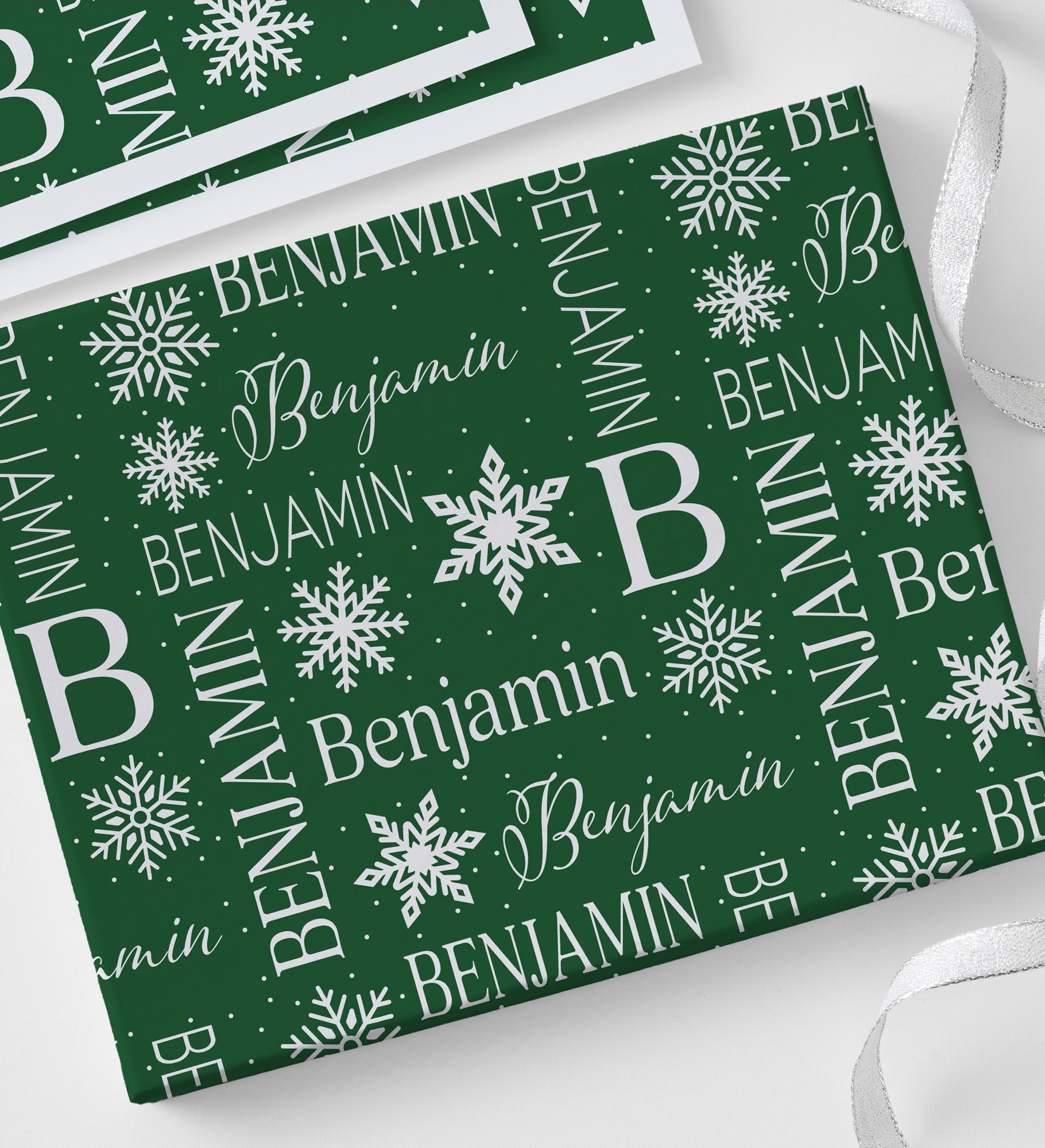 Christmas Snowflake Repeating Name Personalized Wrapping Paper