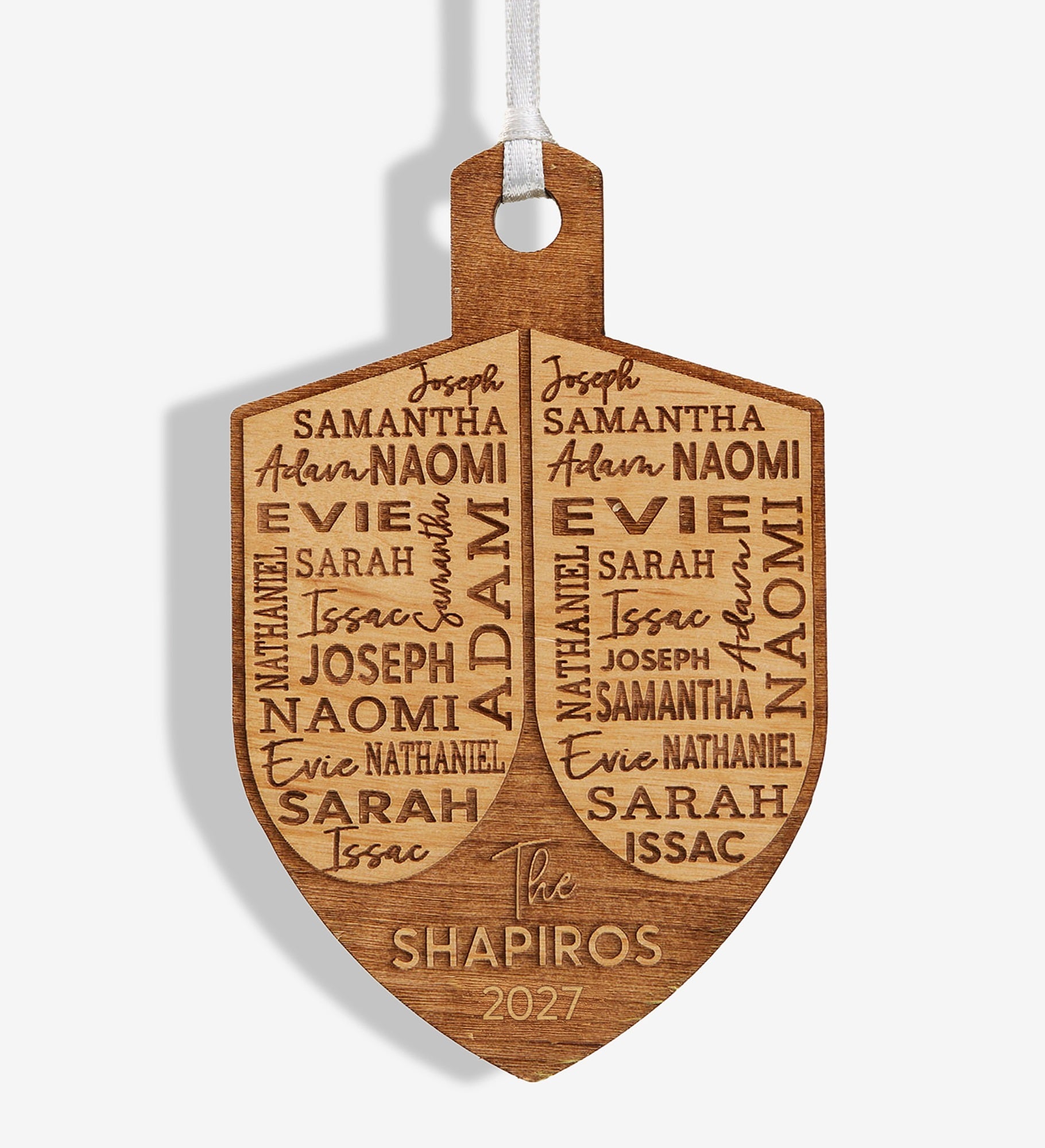 Hannukah Dreidel Personalized Wood Ornament