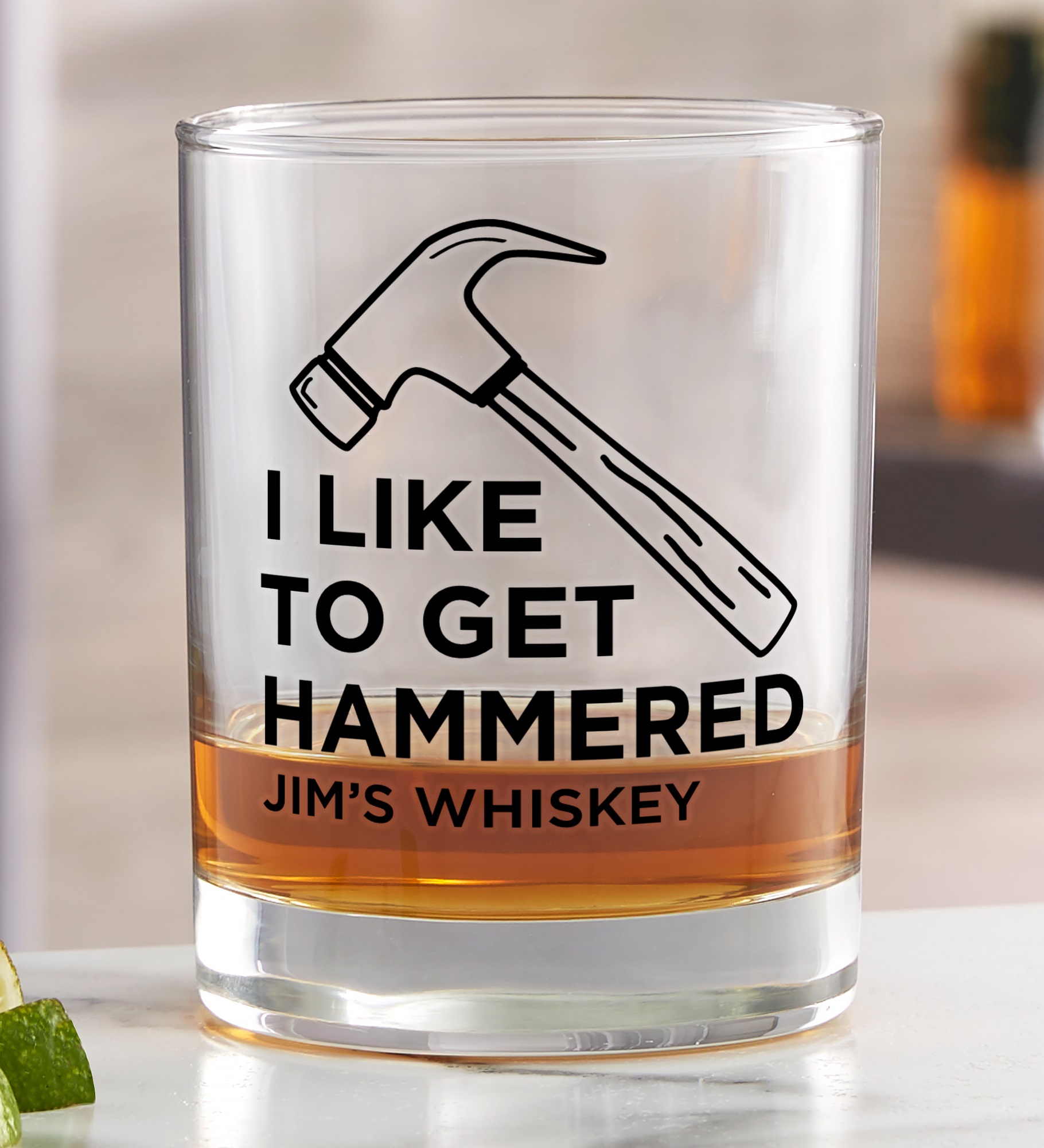 I Like To Get Hammered Personalized Whiskey Glass