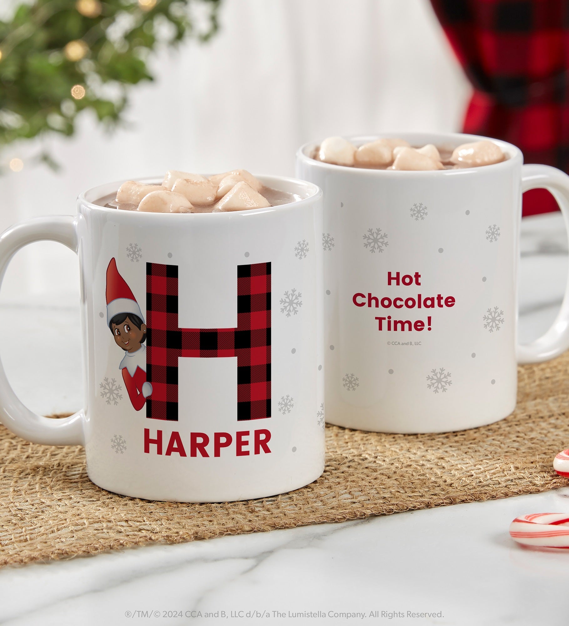 The Elf on the Shelf® Plaid Personalized Christmas Mugs