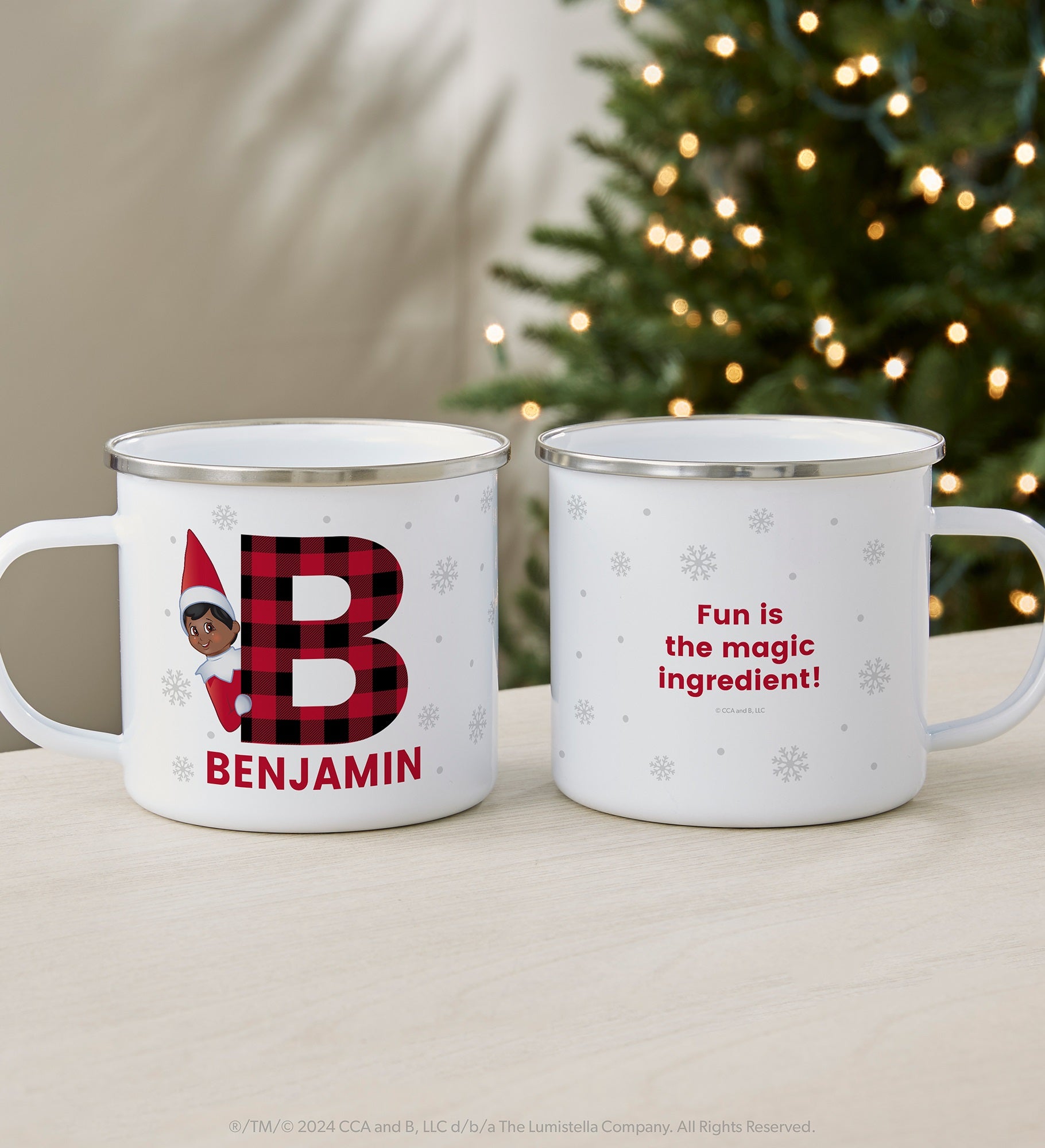 The Elf on the Shelf® Plaid Personalized Christmas Camp Mug