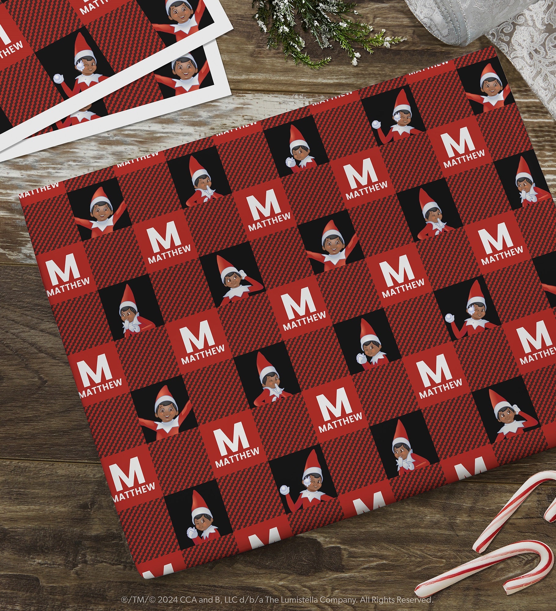The Elf on the Shelf® Plaid Personalized Wrapping Paper