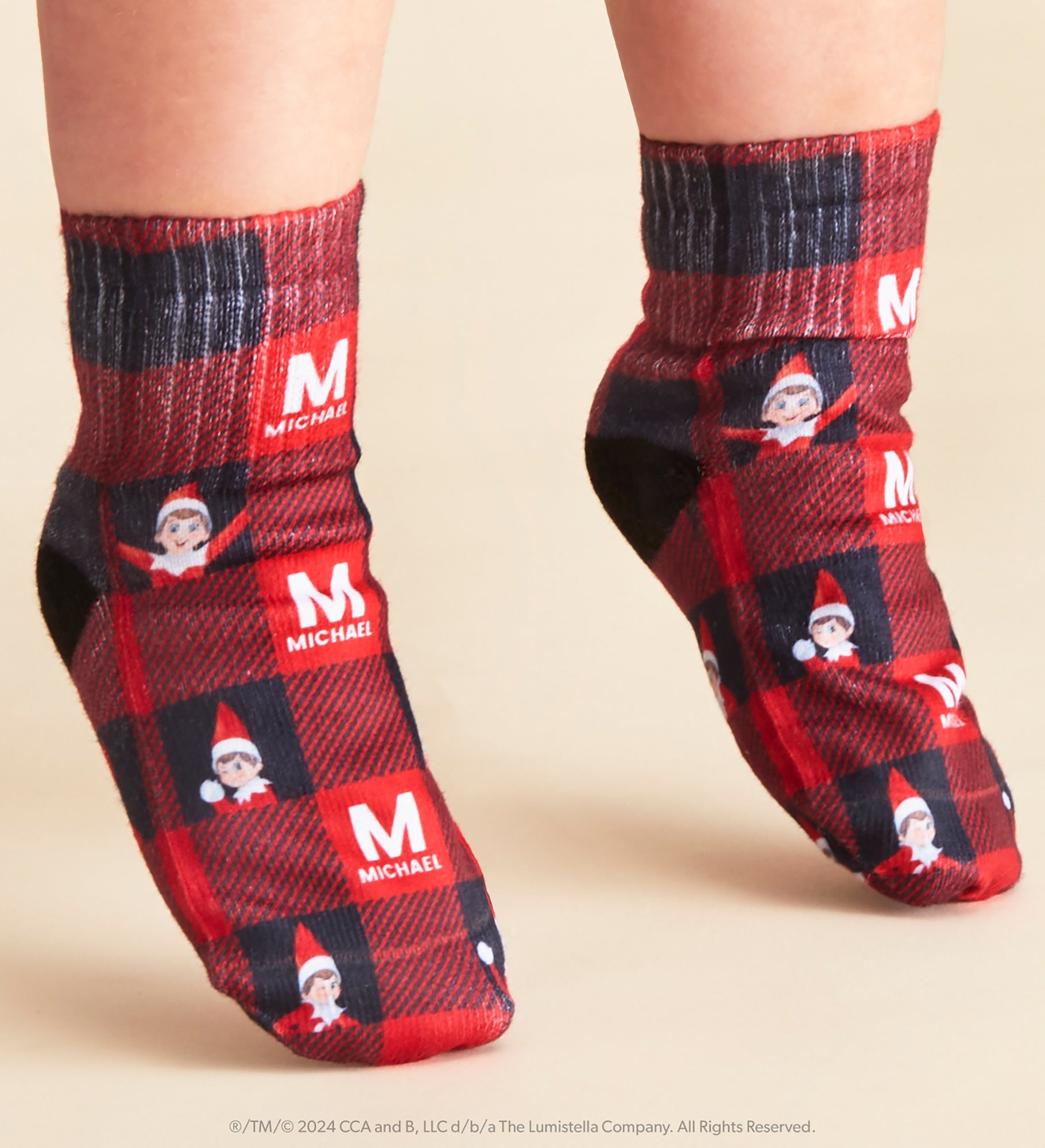 The Elf on the Shelf® Plaid Personalized Toddler Christmas Socks