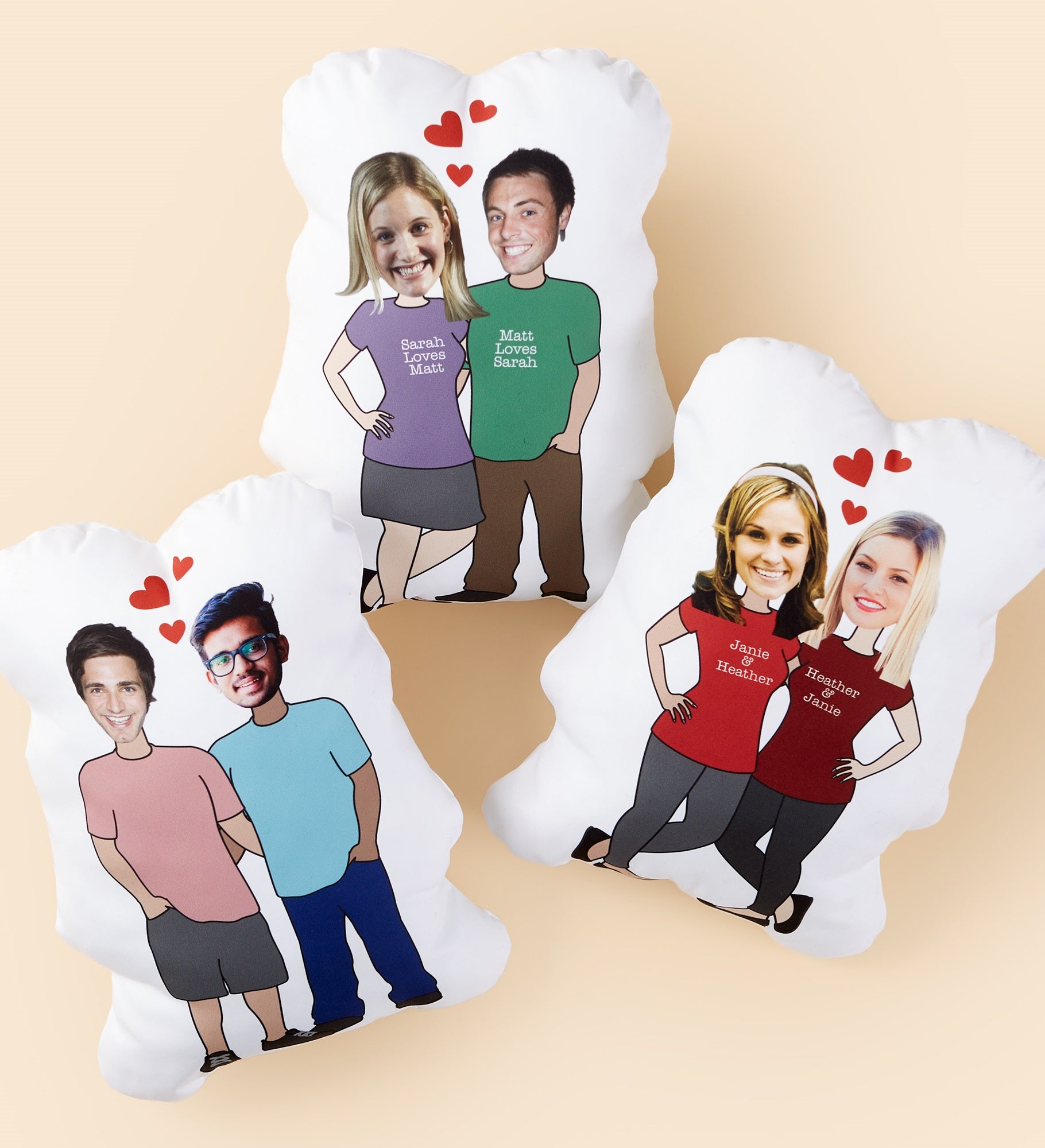 Couples Personalized Photo Character Throw Pillow