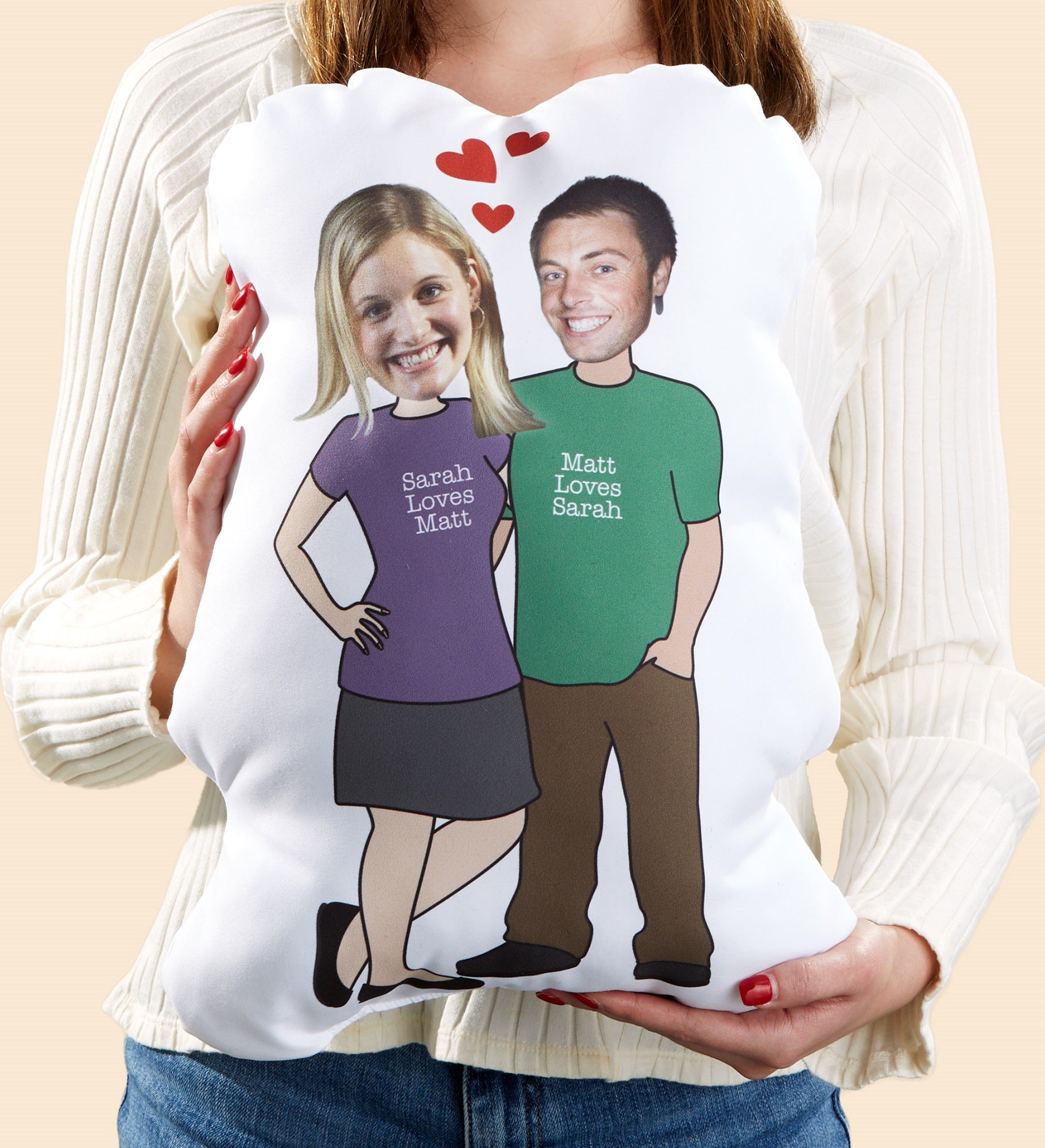 Couples Personalized Photo Character Throw Pillow