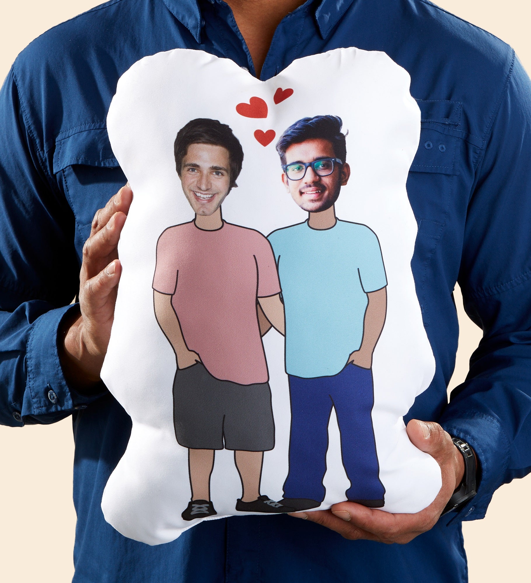 Couples Personalized Photo Character Throw Pillow