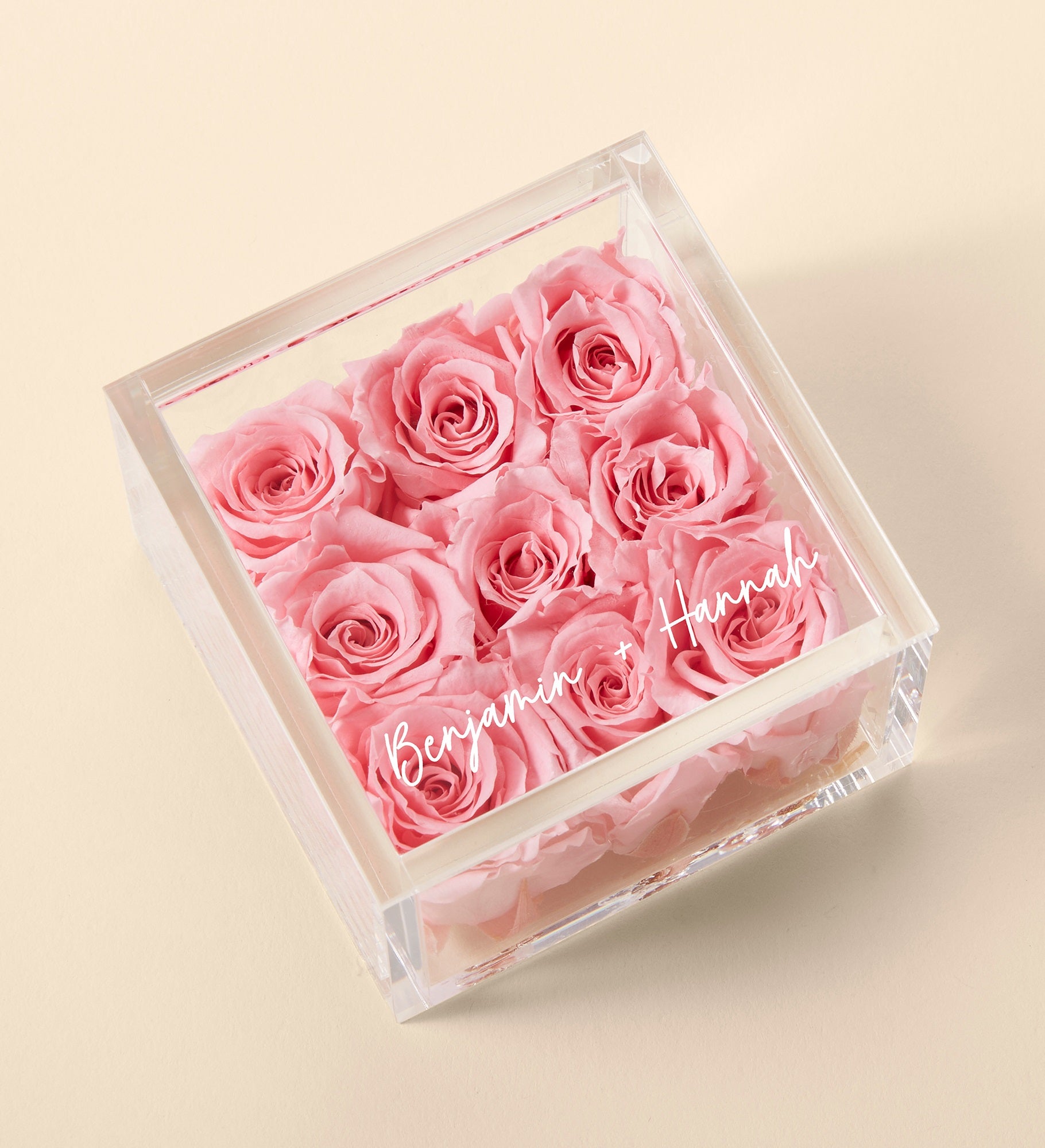 Magnificent Roses® Personalized Connected Love Miniature Pink Rose Keepsake Box
