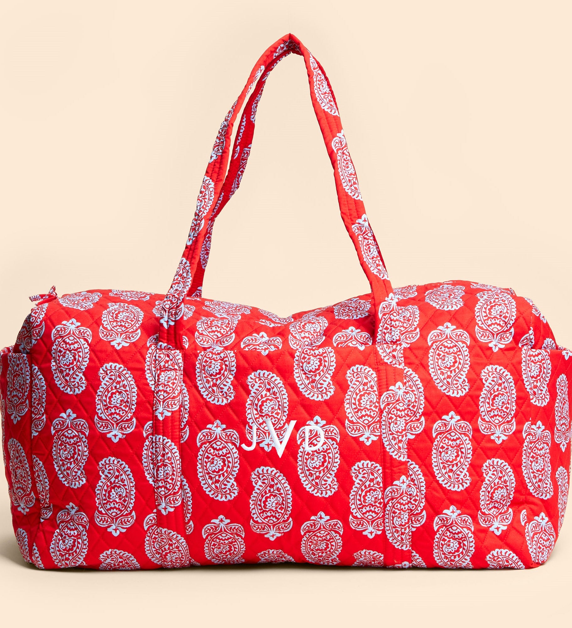 Vera Bradley Embroidered Large Original Duffel Iconic Paisley Goji Berry Red