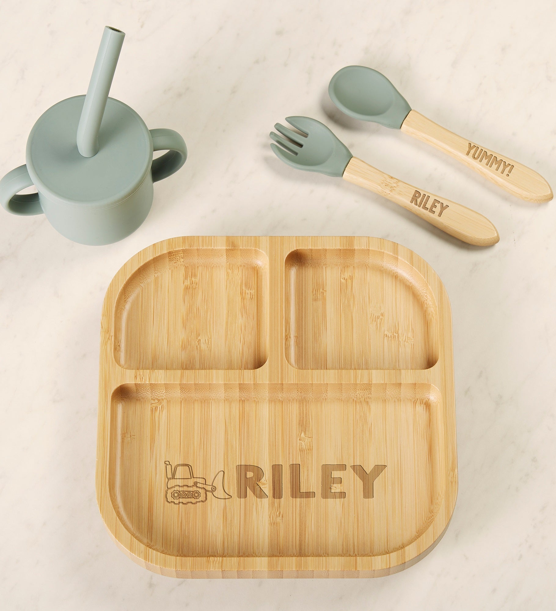 Choose Your Icon Personalized Bamboo Kids Dinnerware Set