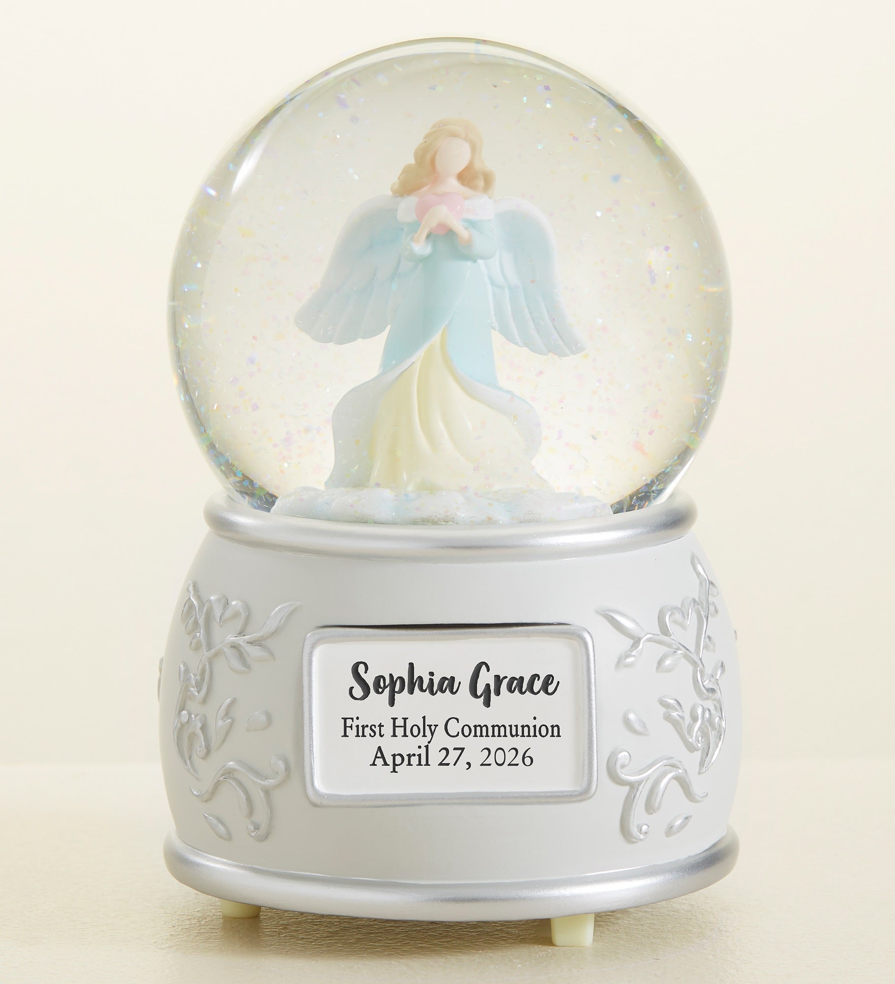 First Communion Personalized Angel Snow Globe