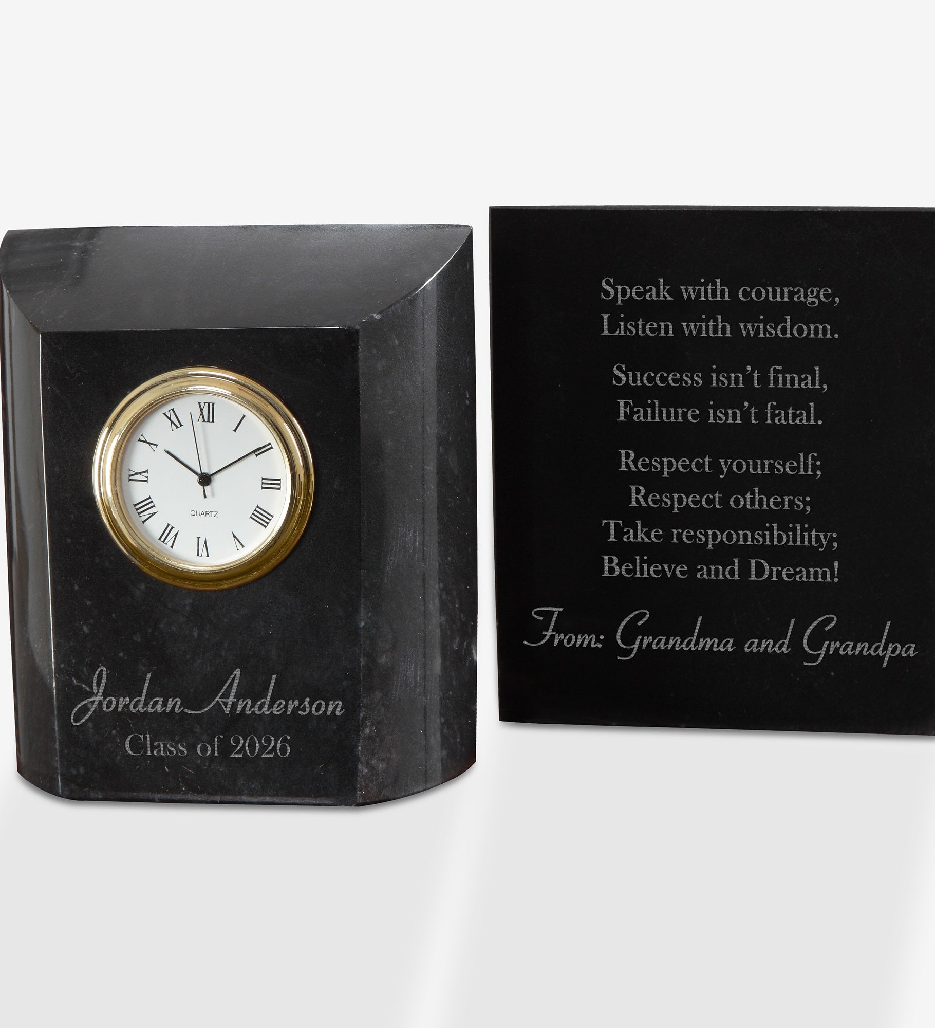 Secrets of Success Personalized Graduation Marble Clock
